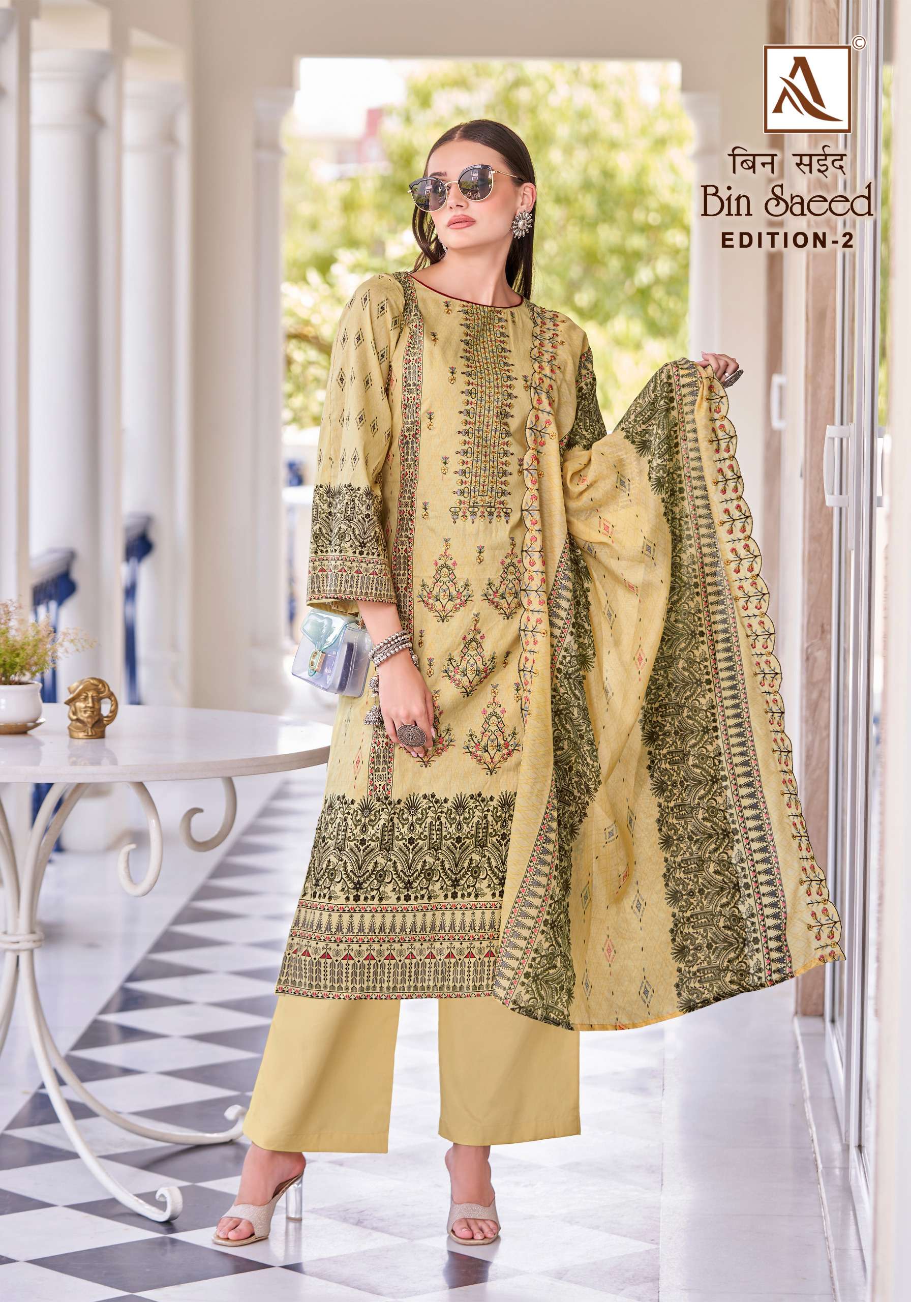 ALOK SUITS BIN SAEED VOL 2 COTTON PRINTS FANCY EMBROIDERY WORK SUIT