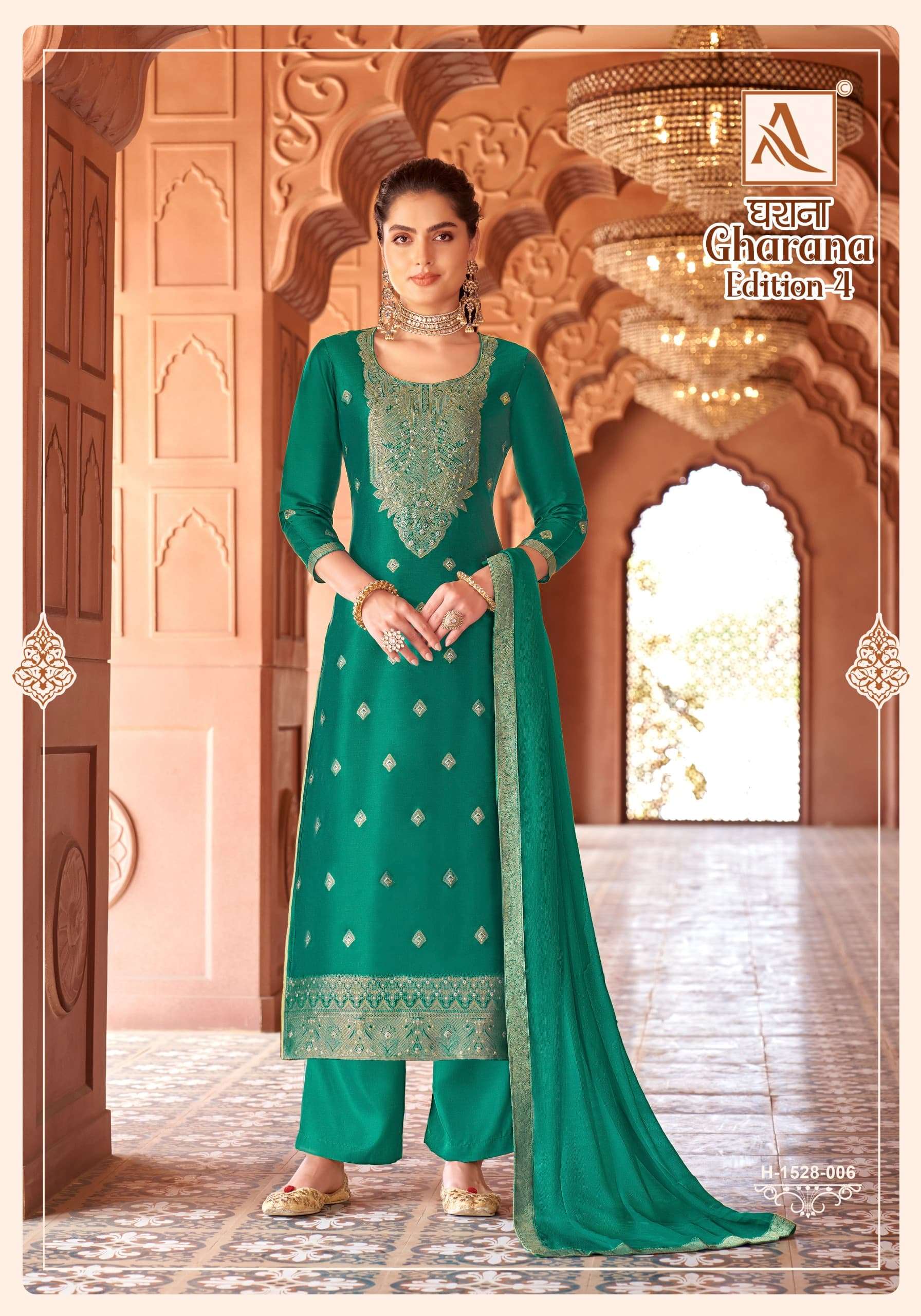 ALOK SUITS GHARANA VOL 4 DOLA JACQUARD HAND WORK DESIGNER SUIT