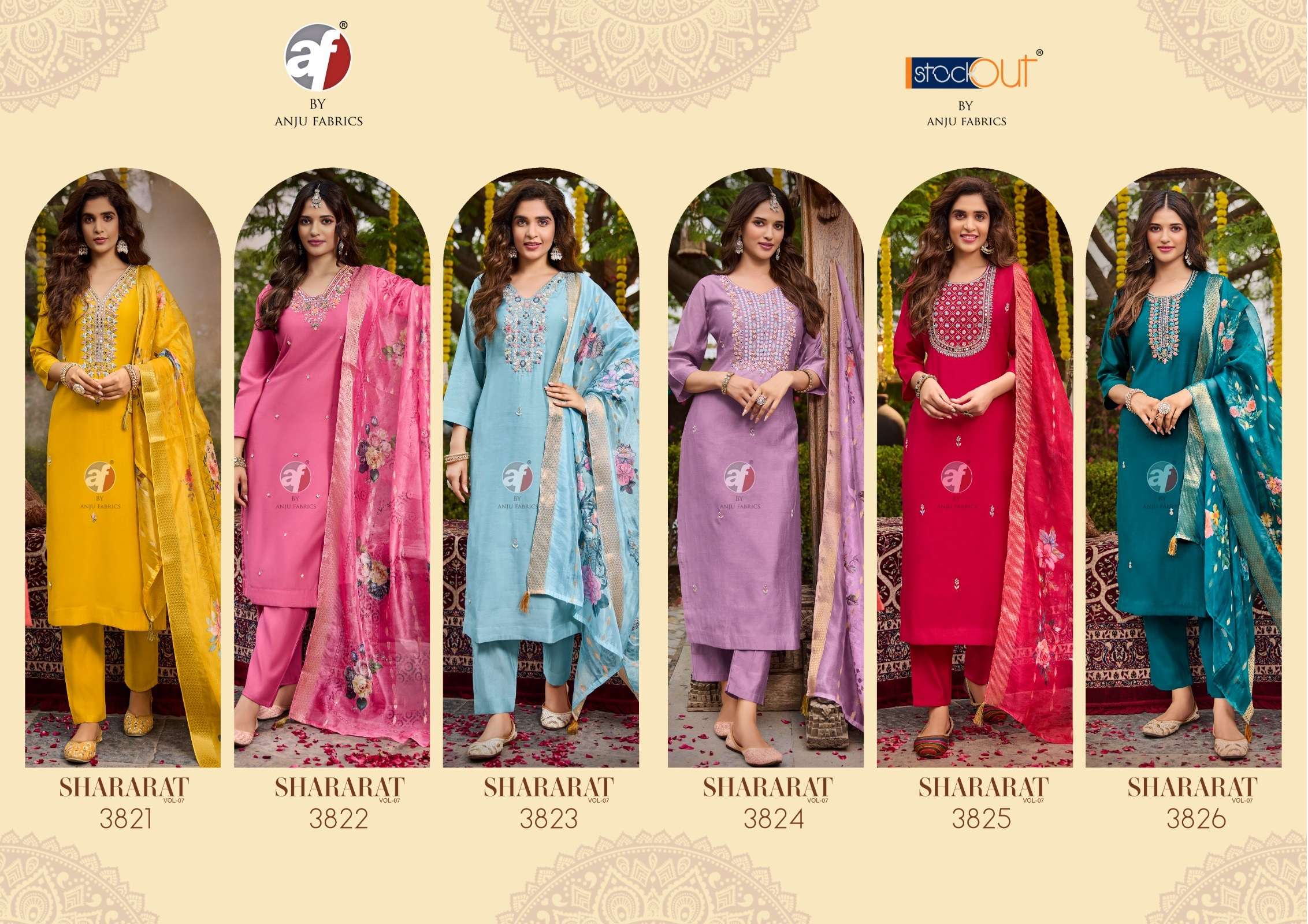 ANJU FABRICS SHARARAT VOL 7 VISCOSE FANCY DESIGNER SUIT