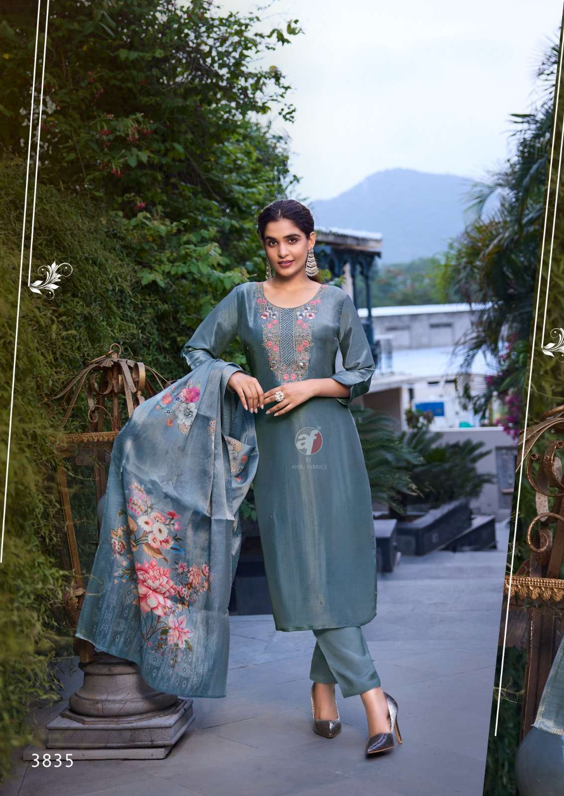 ANJU FABRICS SILK AFFAIR VOL 4 SHIMMER FABRICS HEAVY DESIGNER SUIT