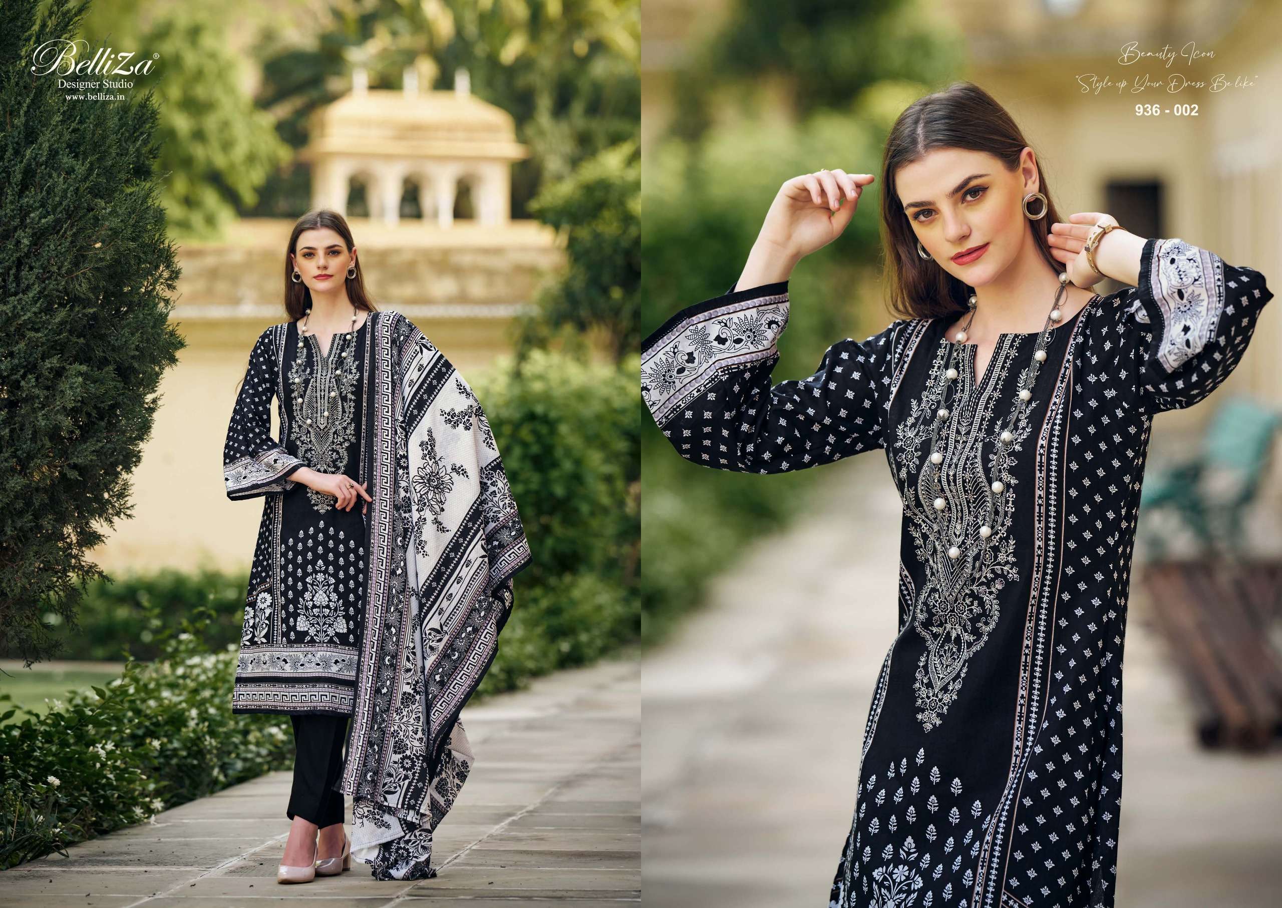 BELLIZA DESIGNER STUDIO NAIRA BLACK AND WHITE 2ND EDITION COTTON SUIT