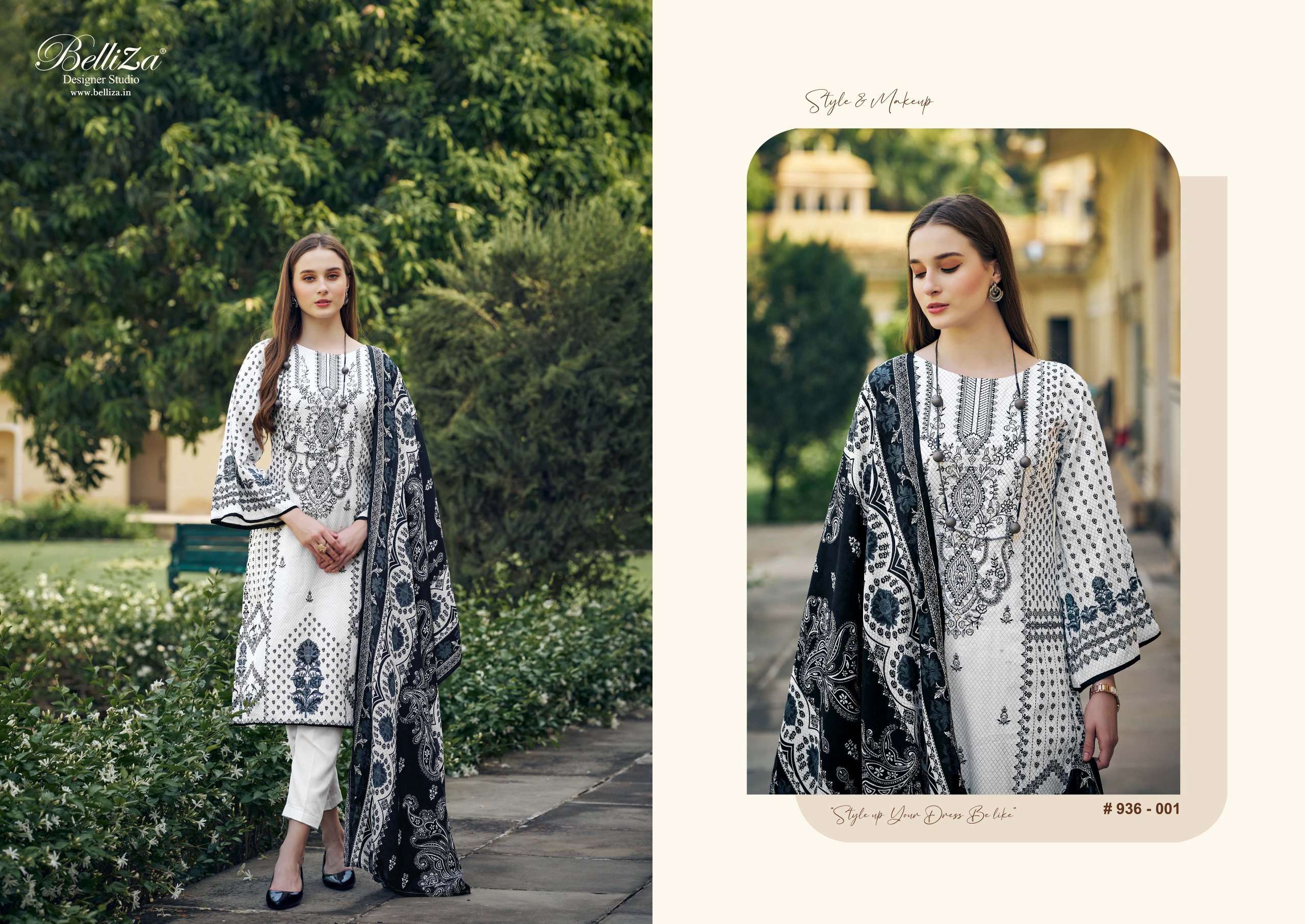 BELLIZA DESIGNER STUDIO NAIRA BLACK AND WHITE 2ND EDITION COTTON SUIT