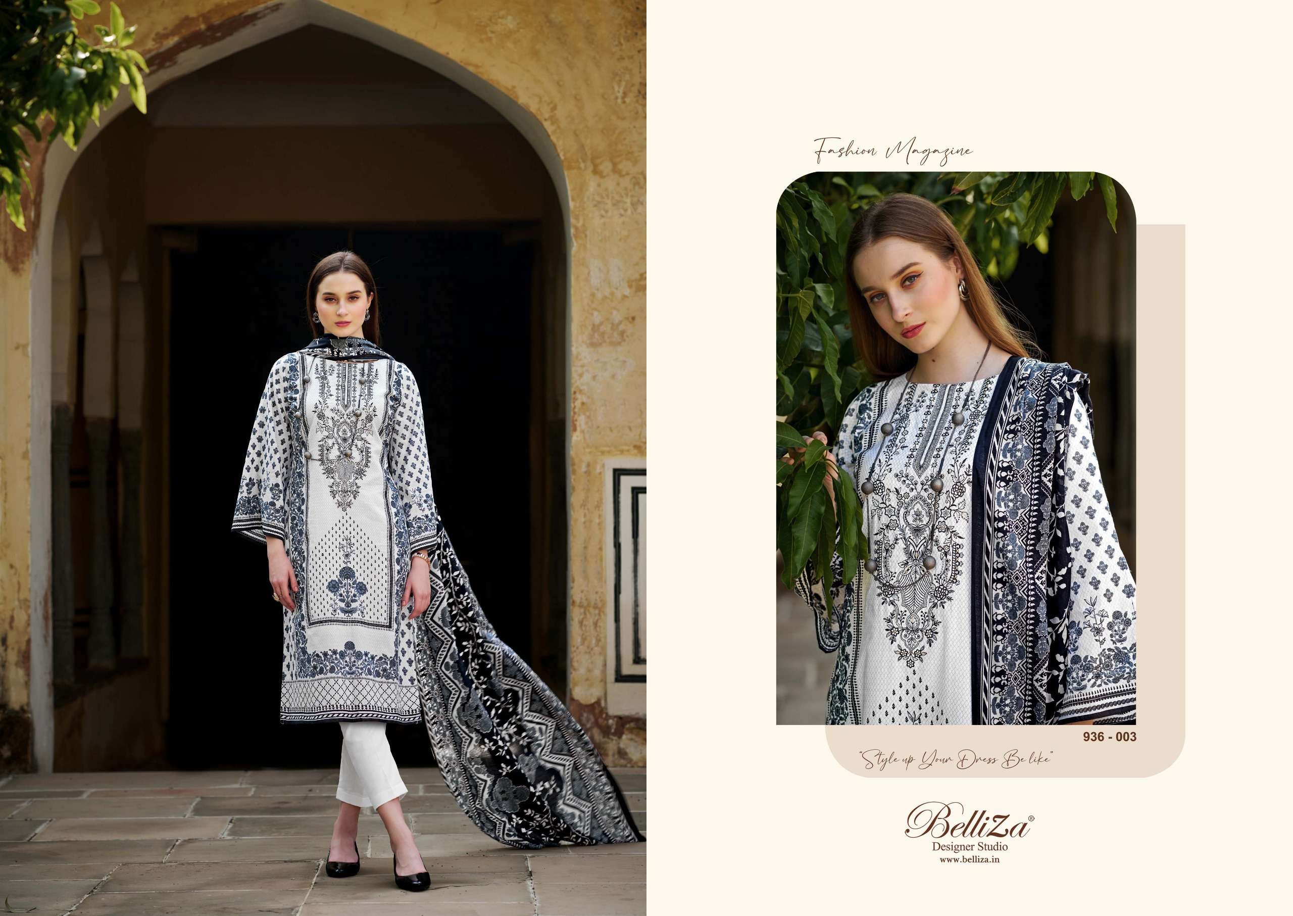 BELLIZA DESIGNER STUDIO NAIRA BLACK AND WHITE 2ND EDITION COTTON SUIT