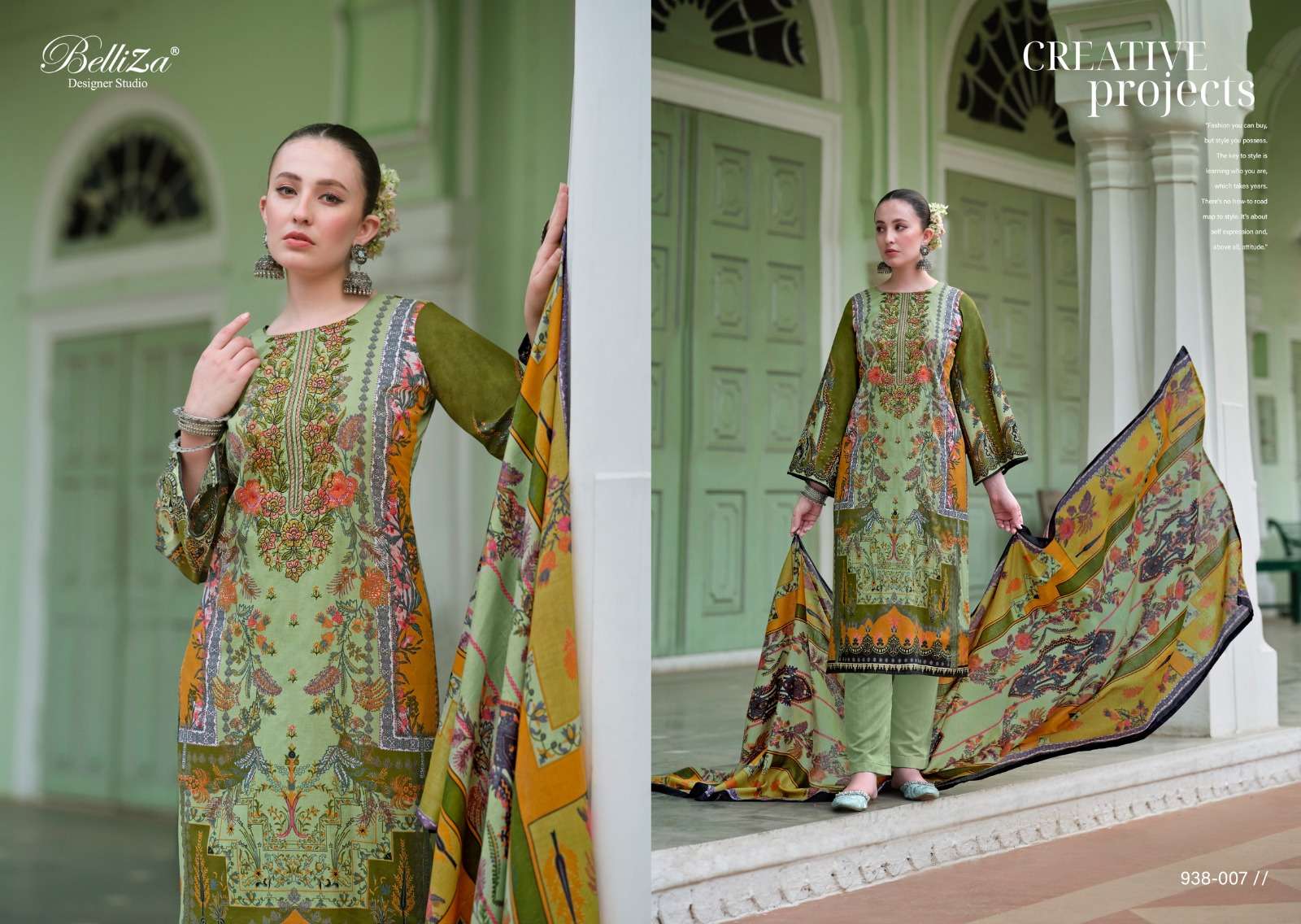 BELLIZA DESIGNER STUDIO NAIRA VOL 60 COTTON PRINT WITH FANCY WORK SUIT