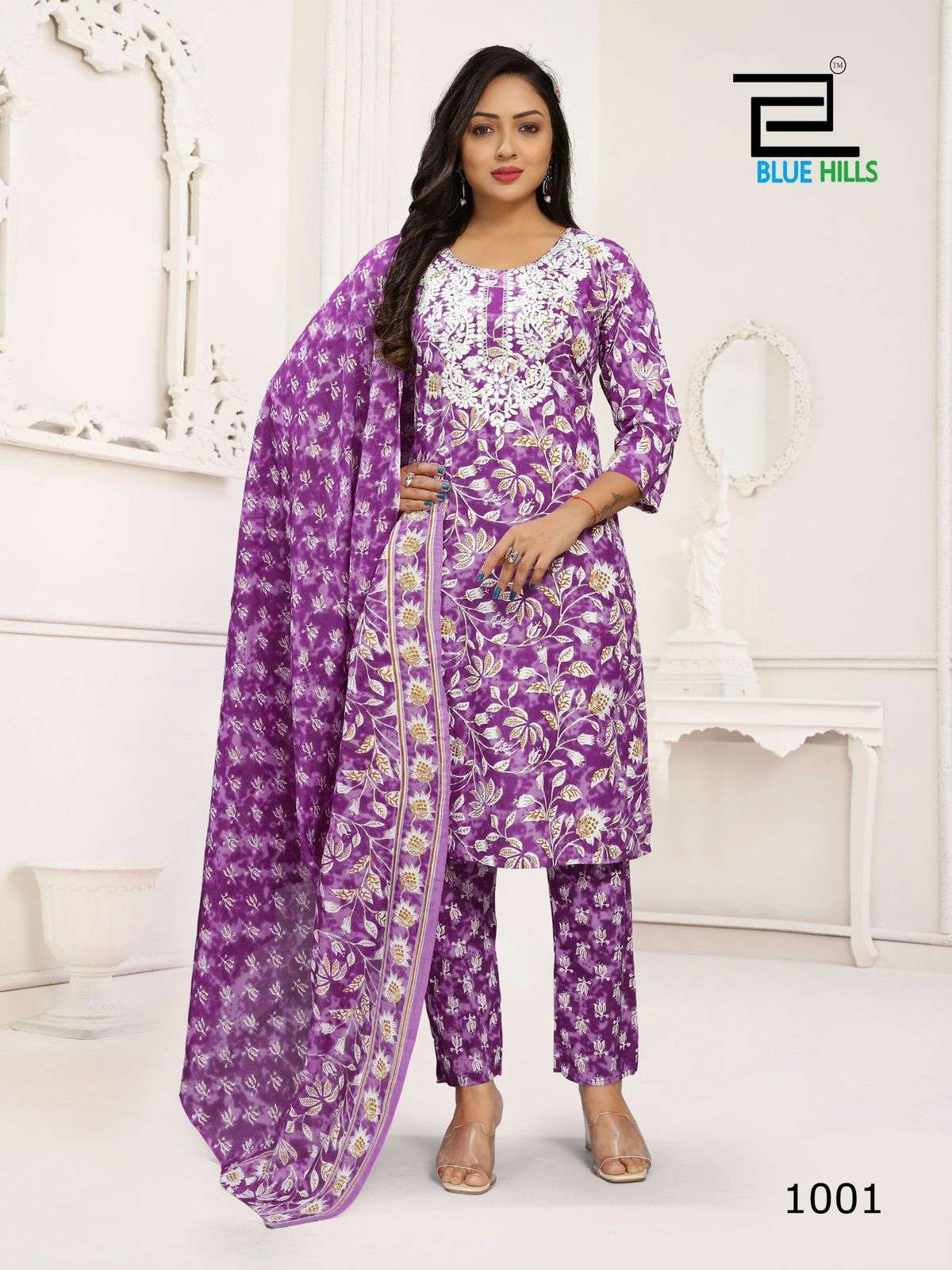  BLUE HILLS KANIKA VOL 3 COTTON FANCY WORK KURTI COMBO SET 