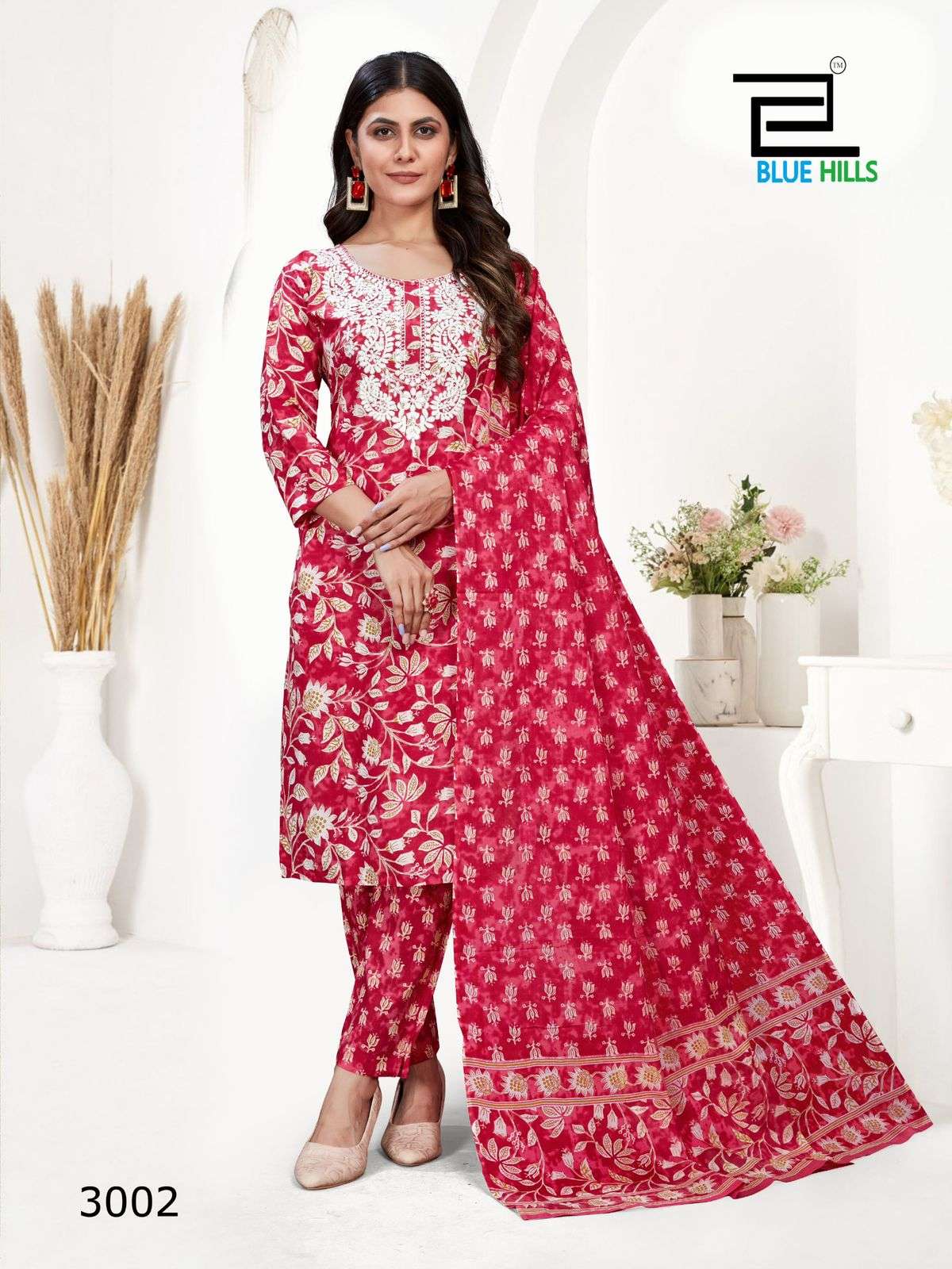  BLUE HILLS KANIKA VOL 3 COTTON FANCY WORK KURTI COMBO SET 
