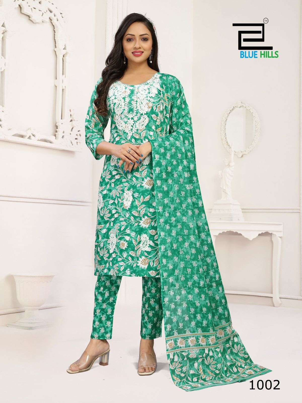  BLUE HILLS KANIKA VOL 3 COTTON FANCY WORK KURTI COMBO SET 