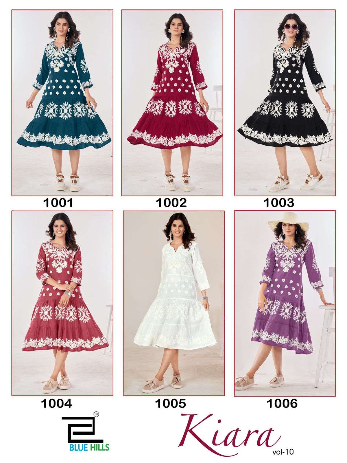 BLUE HILLS KIARA VOL 10 RAYON FANCY LUCKNOWI WORKS KURTI