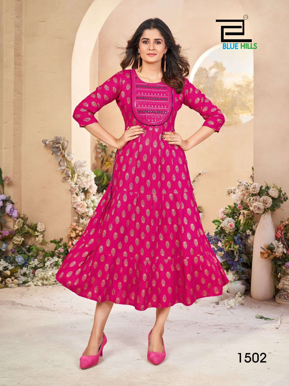 BLUE HILLS SARFARAZ VOL 15 RAYON PRINTS FANCY GOWN 