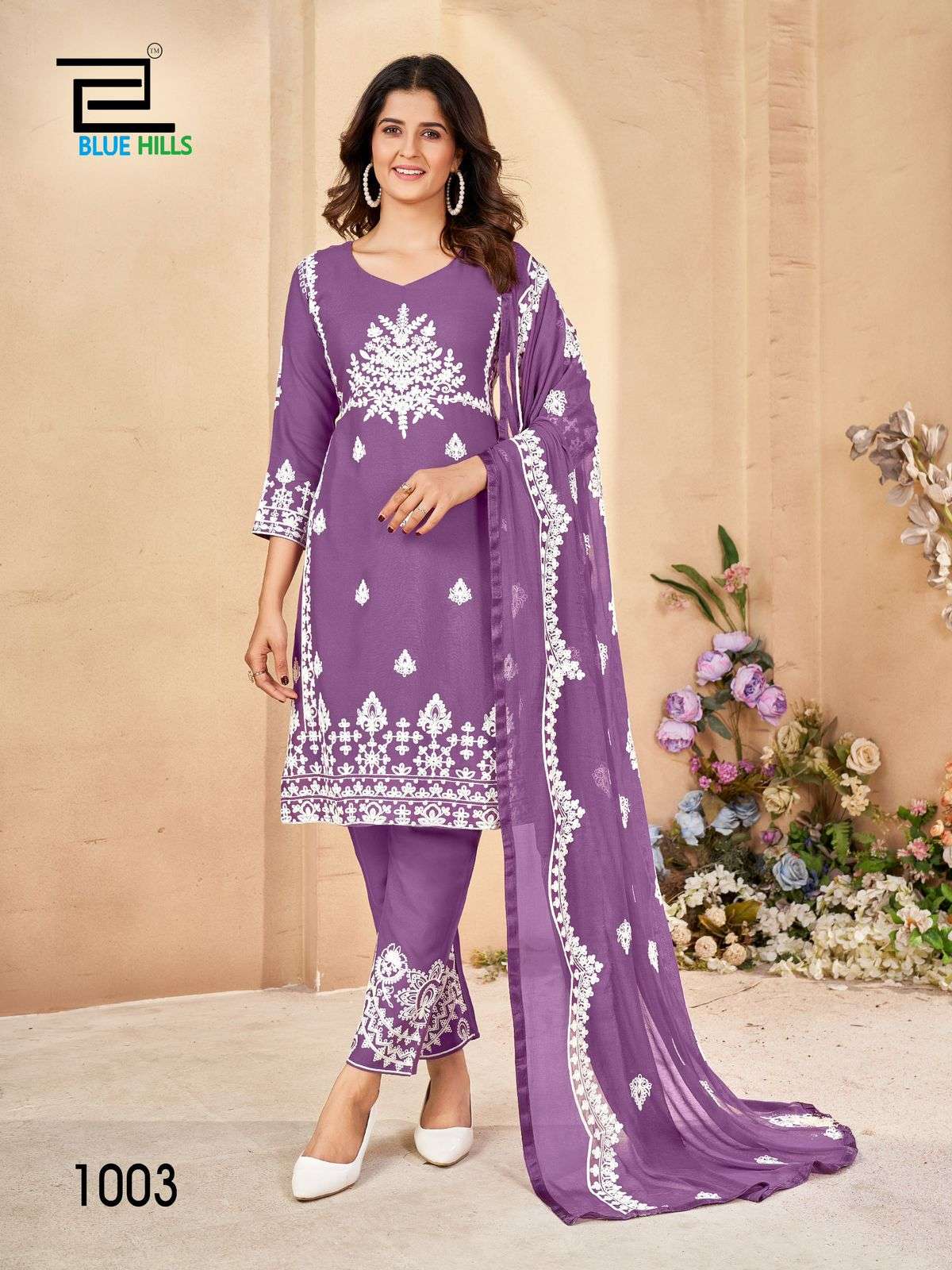 BLUE HULLS GALAXY RAYON FANCY LUCKNOWI WORK KURTI COMBO SET 