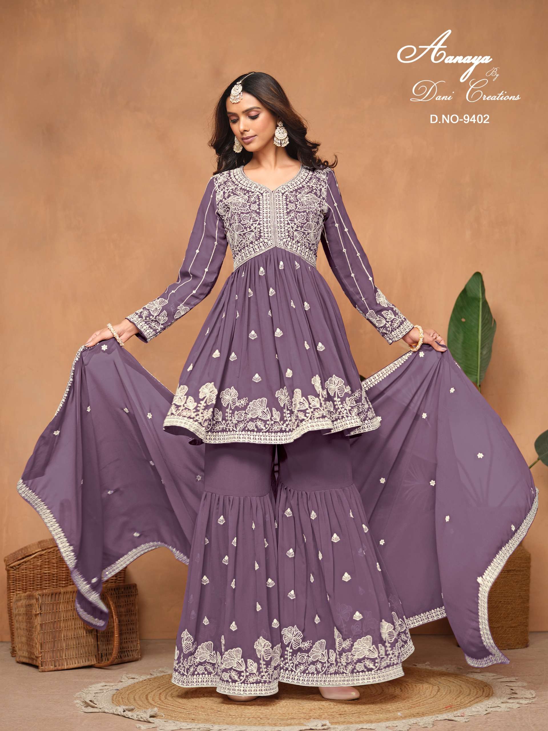 DANI CREATIONS AANAYA 9400 SERIES HEAVY DESIGNER SHARARA SUIT