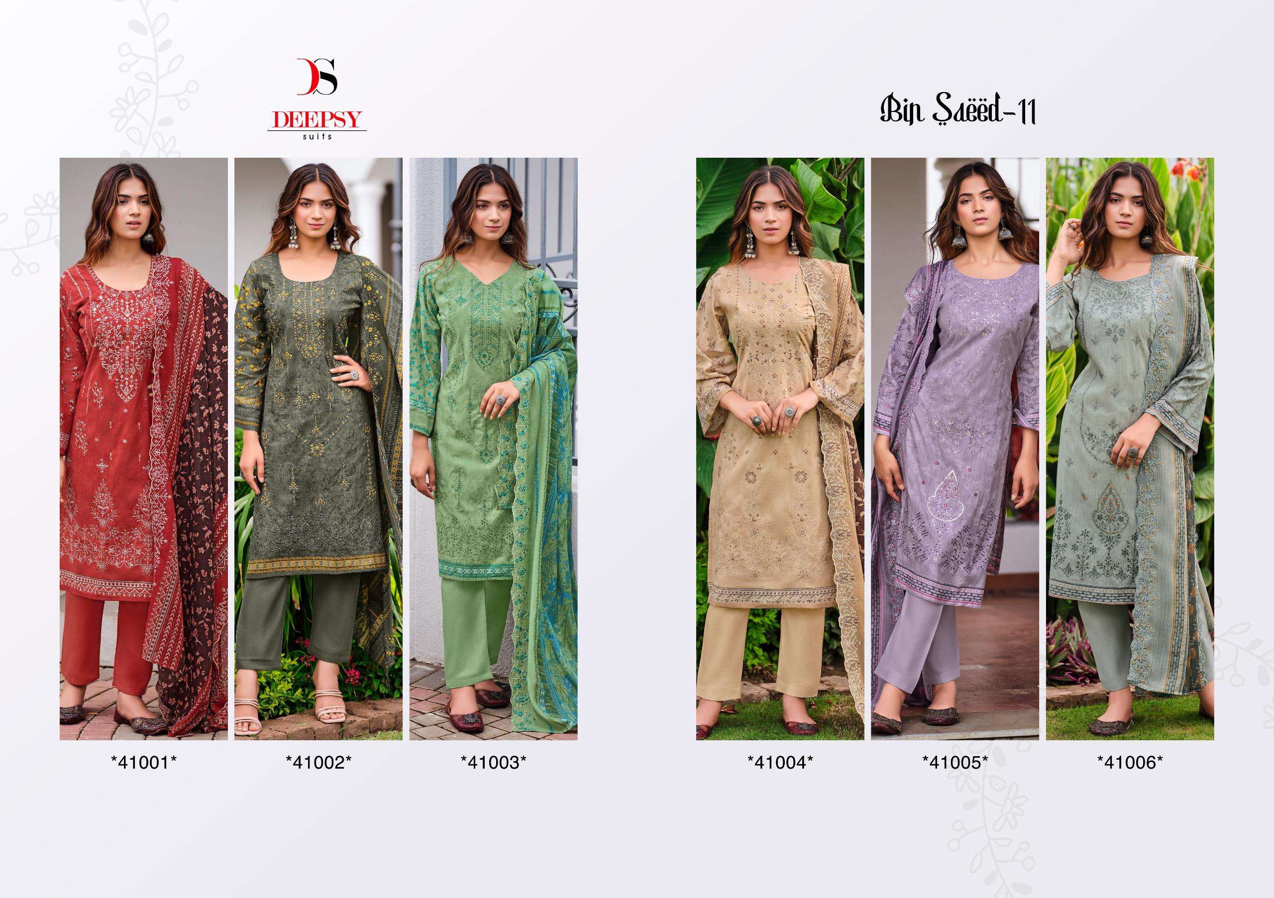 DEEPSY SUITS BIN SAEED VOL 11 COTTON FANCY EMBROIDERY WORK SUIT 	