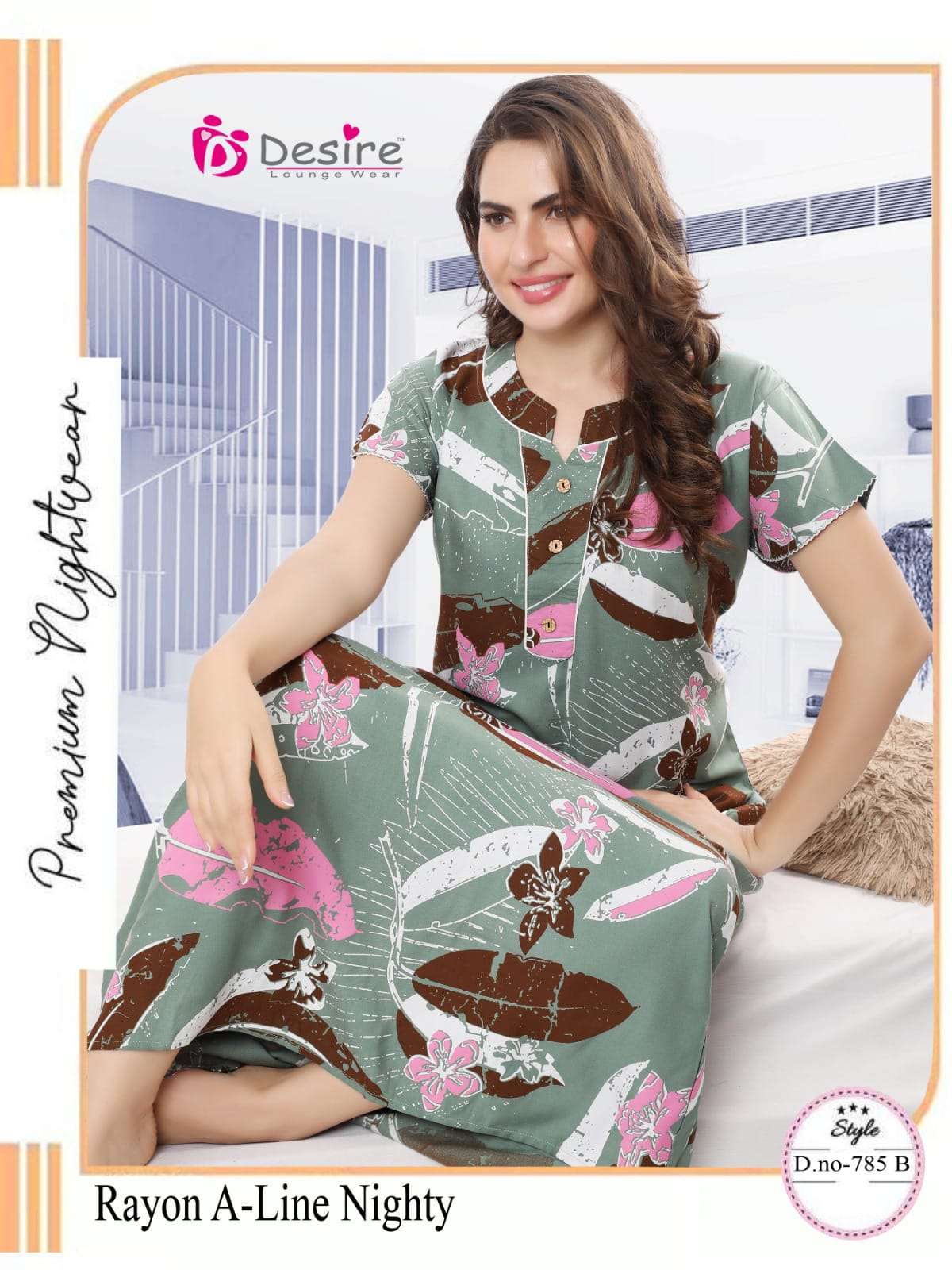 DESIRE PREMIUM NIGHT WEAR COLLECTON RAYON PRINT NIGHTY