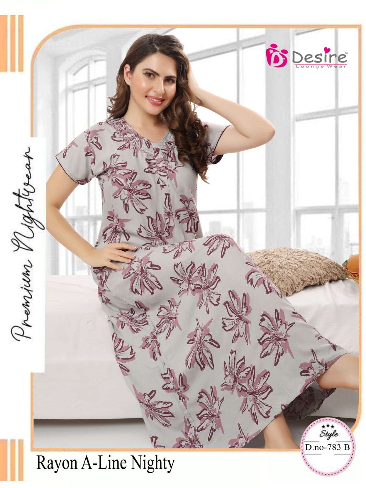 DESIRE PREMIUM NIGHT WEAR COLLECTON RAYON PRINT NIGHTY