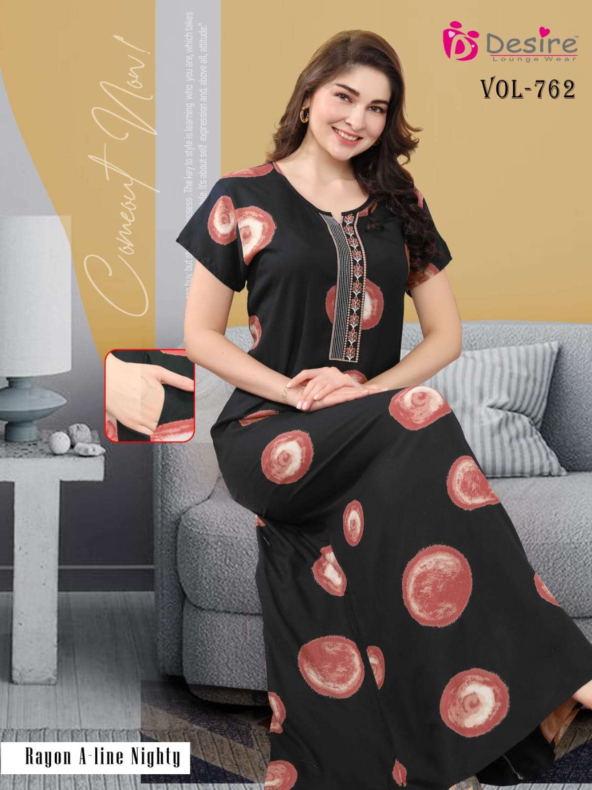 DESIRE PREMIUM NIGHT WEAR COLLECTON RAYON PRINT NIGHTY