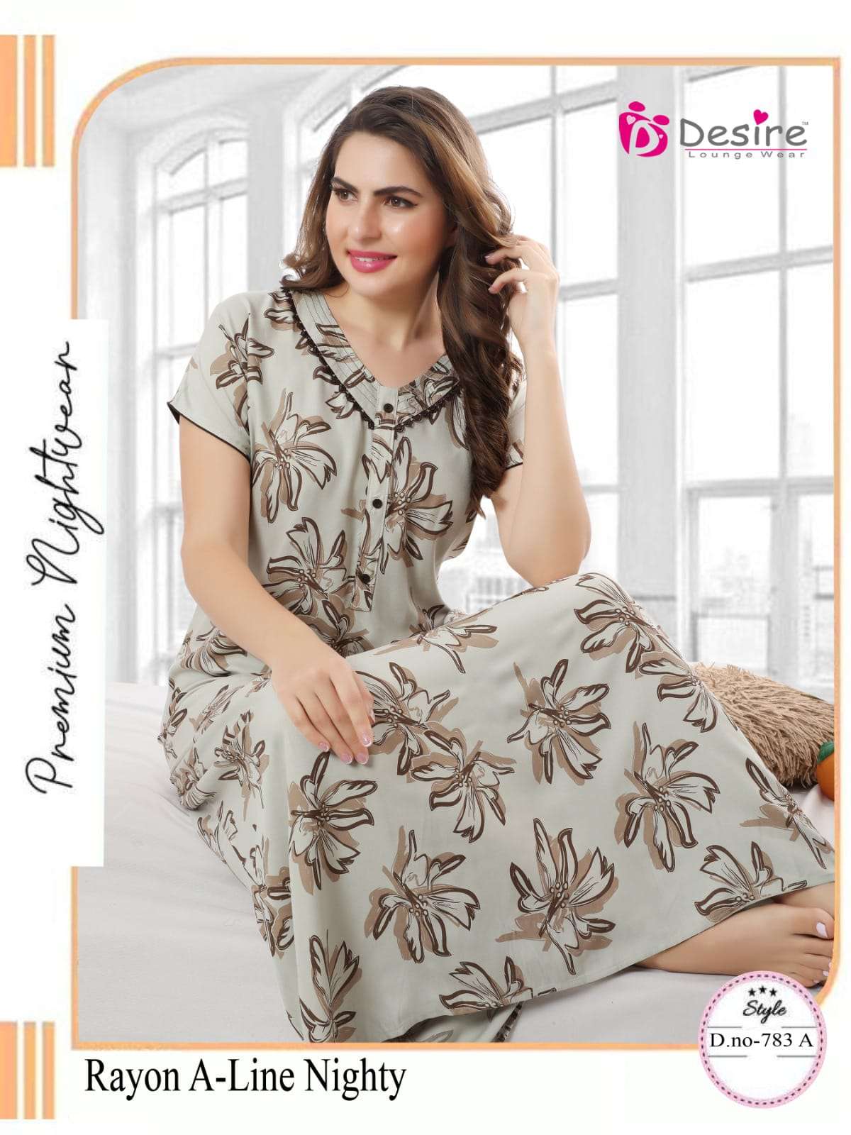 DESIRE PREMIUM NIGHT WEAR COLLECTON RAYON PRINT NIGHTY