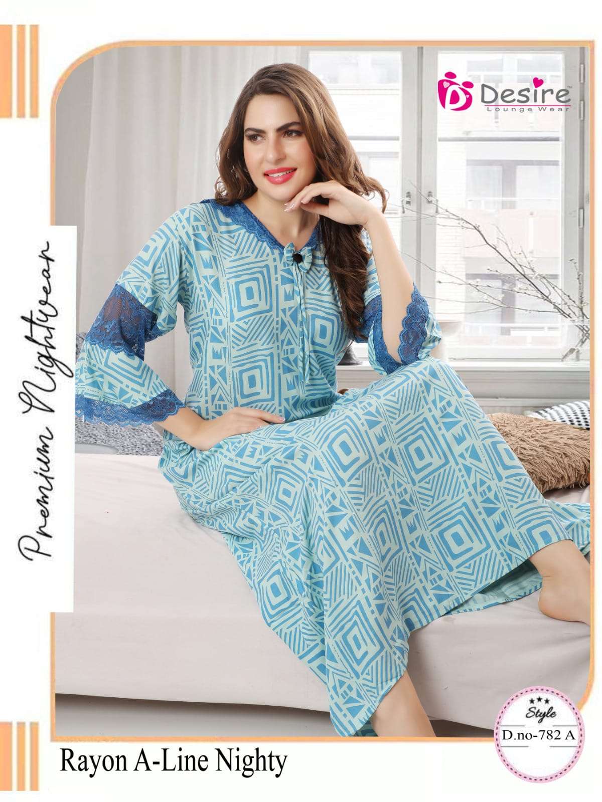 DESIRE PREMIUM NIGHT WEAR COLLECTON RAYON PRINT NIGHTY