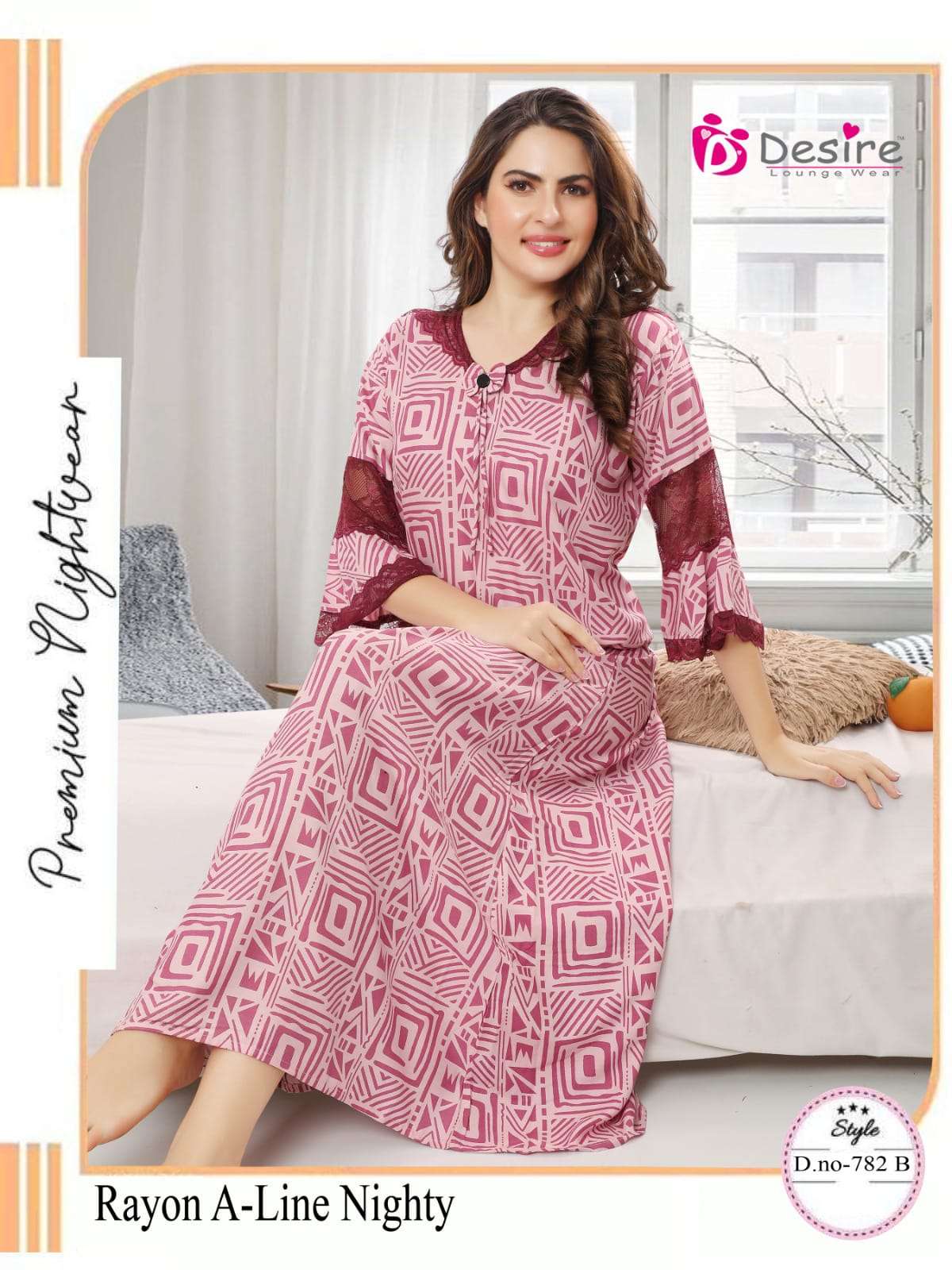 DESIRE PREMIUM NIGHT WEAR COLLECTON RAYON PRINT NIGHTY
