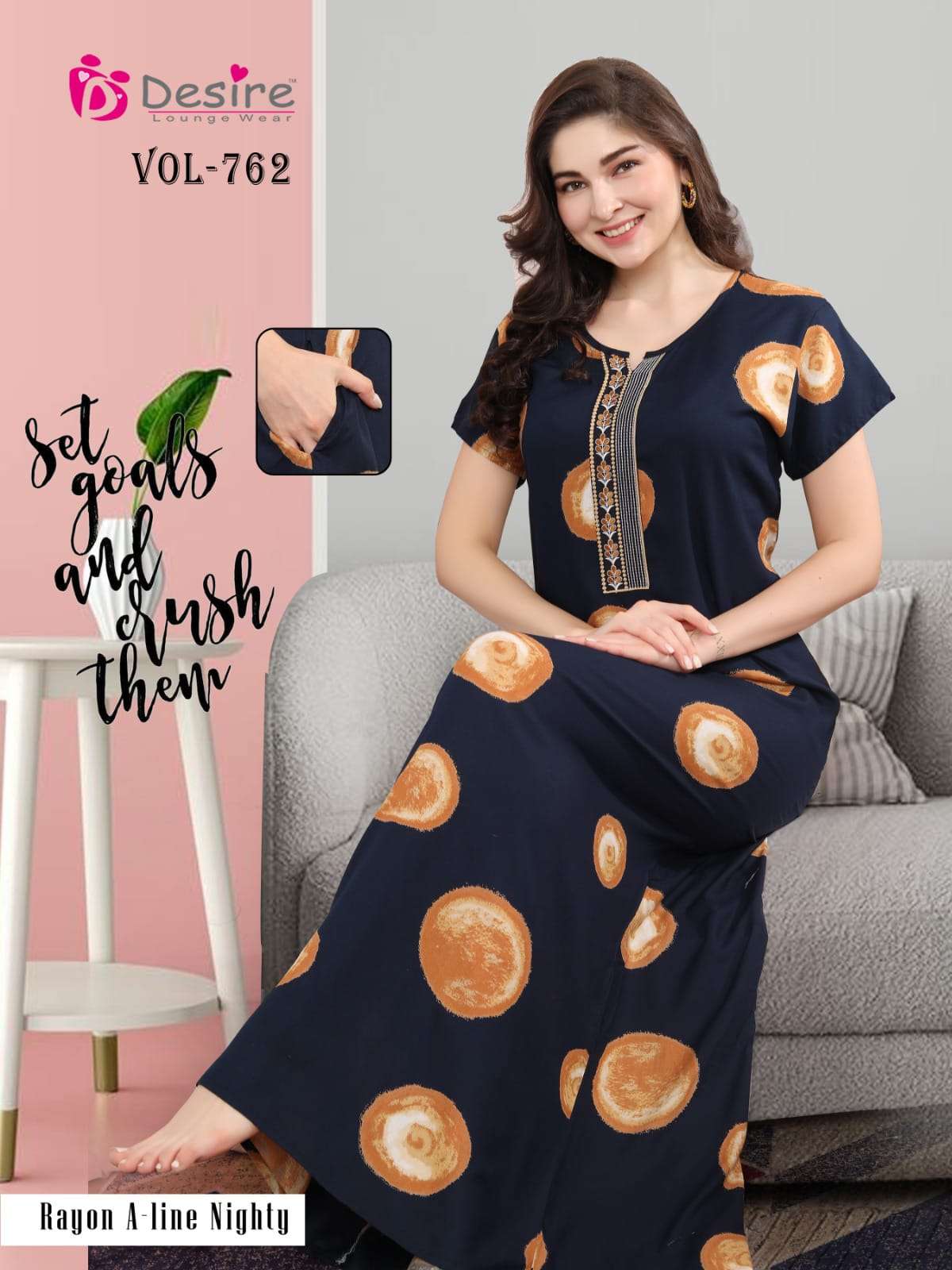 DESIRE PREMIUM NIGHT WEAR COLLECTON RAYON PRINT NIGHTY