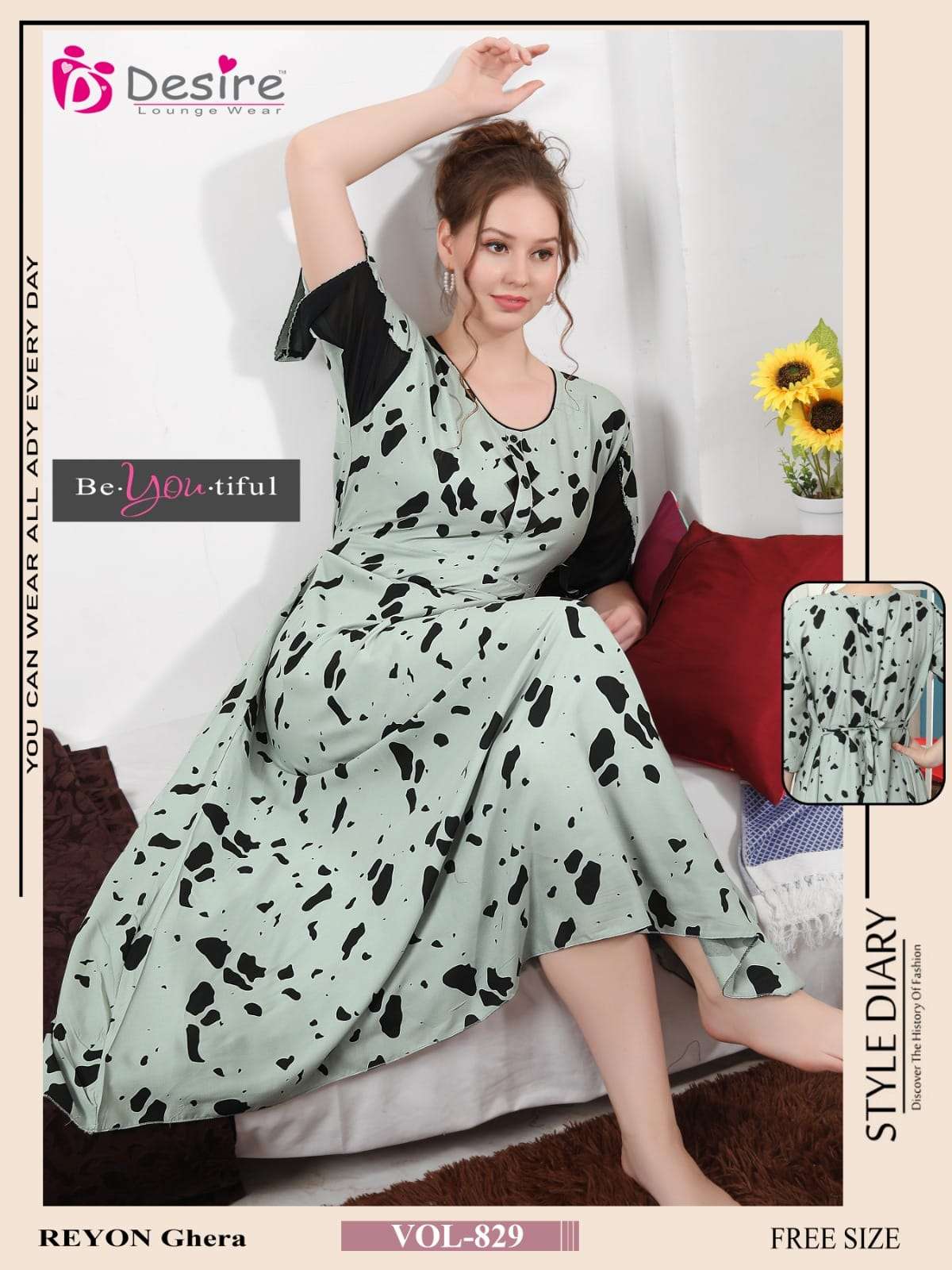 DESIRE RAYON PRINT NIGHT WEAR GOWN