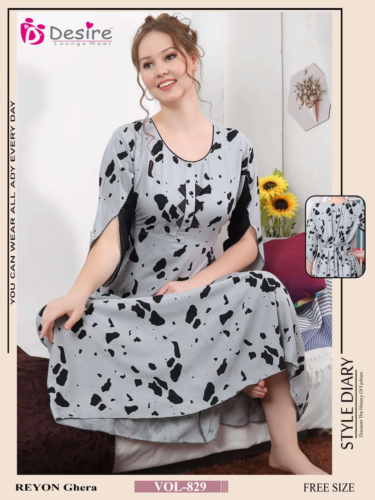 DESIRE RAYON PRINT NIGHT WEAR GOWN