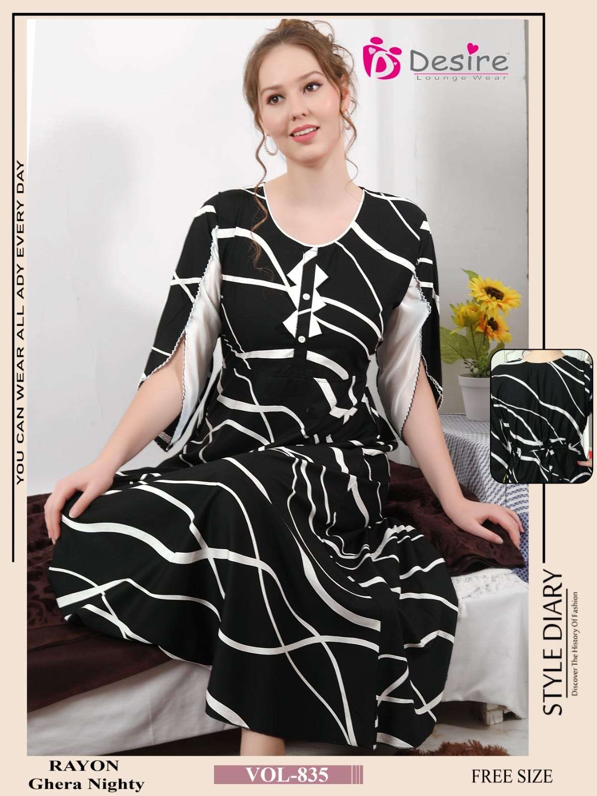 DESIRE RAYON PRINT NIGHT WEAR GOWN