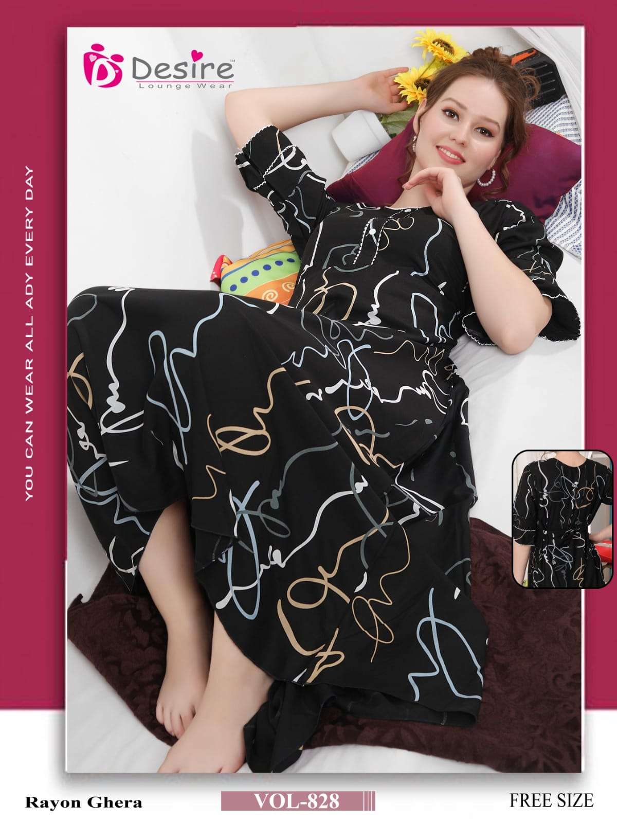 DESIRE RAYON PRINT NIGHT WEAR GOWN