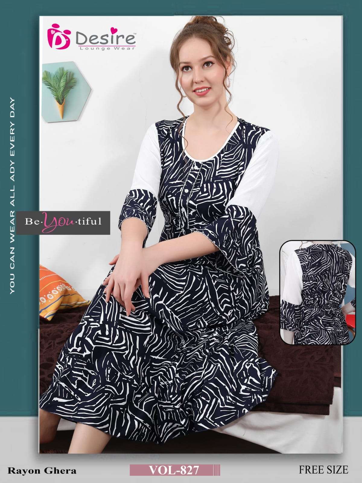 DESIRE RAYON PRINT NIGHT WEAR GOWN