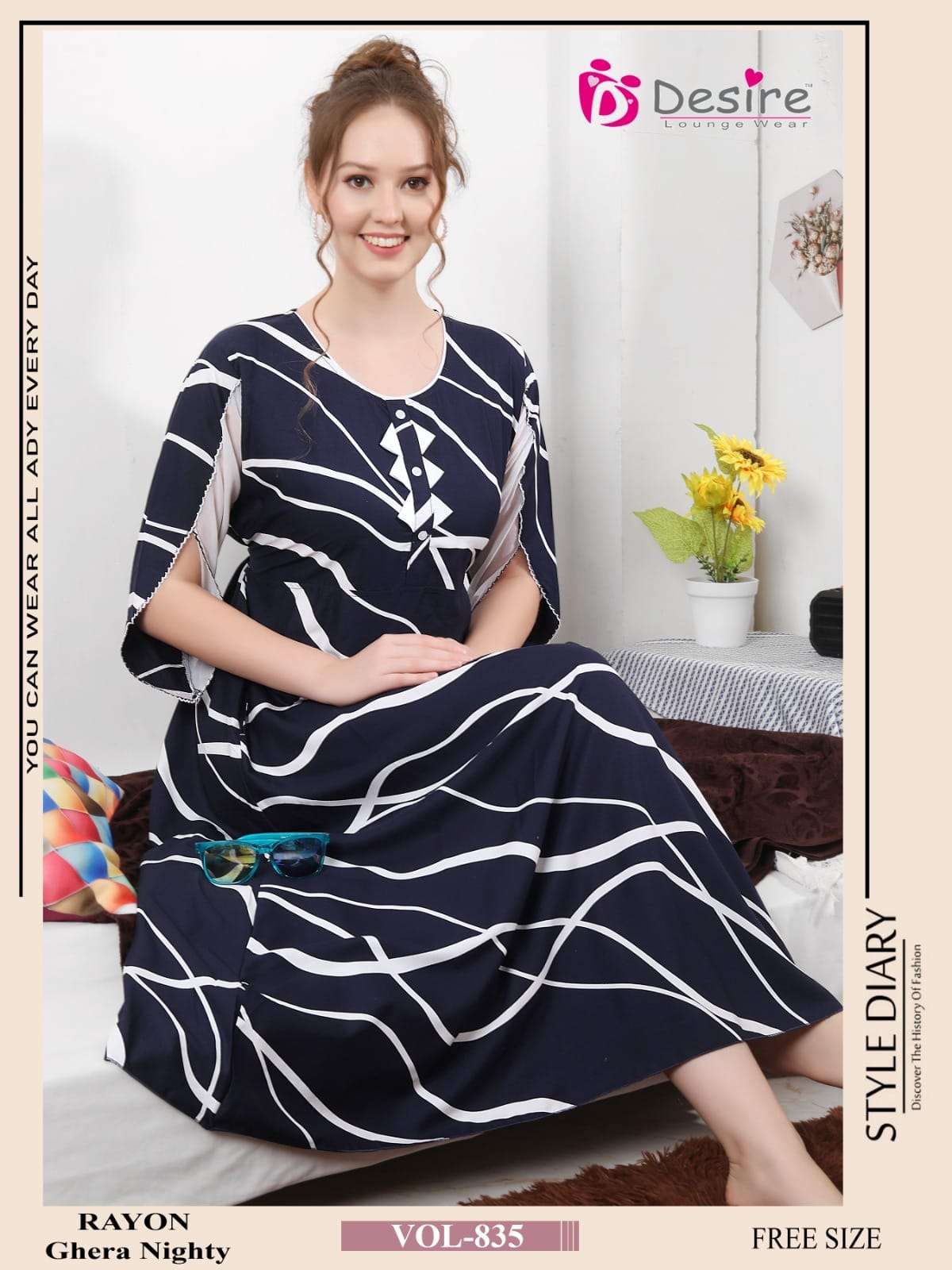 DESIRE RAYON PRINT NIGHT WEAR GOWN