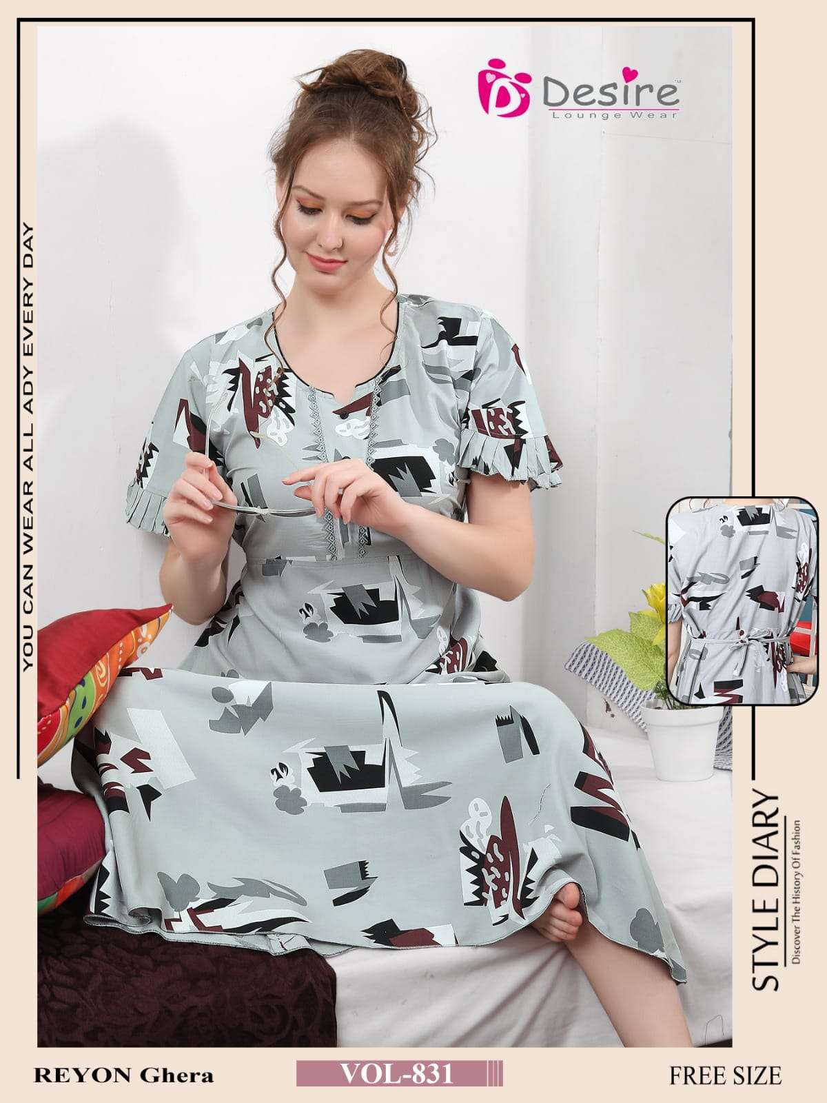 DESIRE RAYON PRINT NIGHT WEAR GOWN