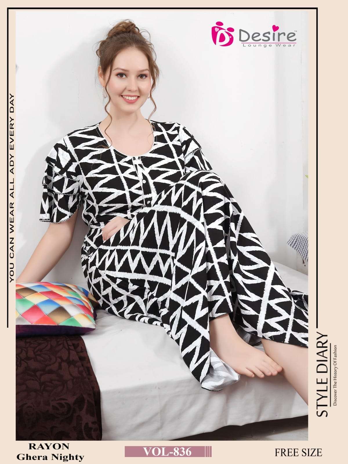 DESIRE RAYON PRINT NIGHT WEAR GOWN