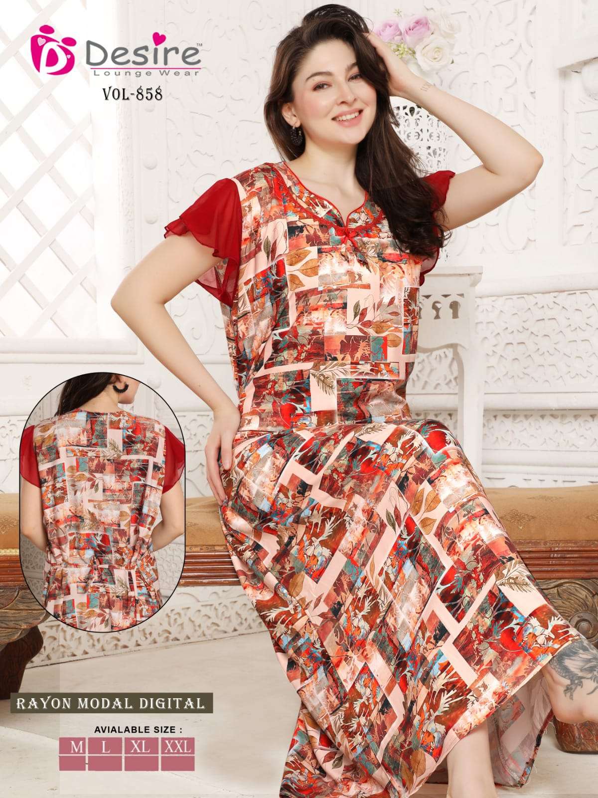 DESIRE VOL 856 RAYON DIGITAL PRINT FANCY NIGHTIES