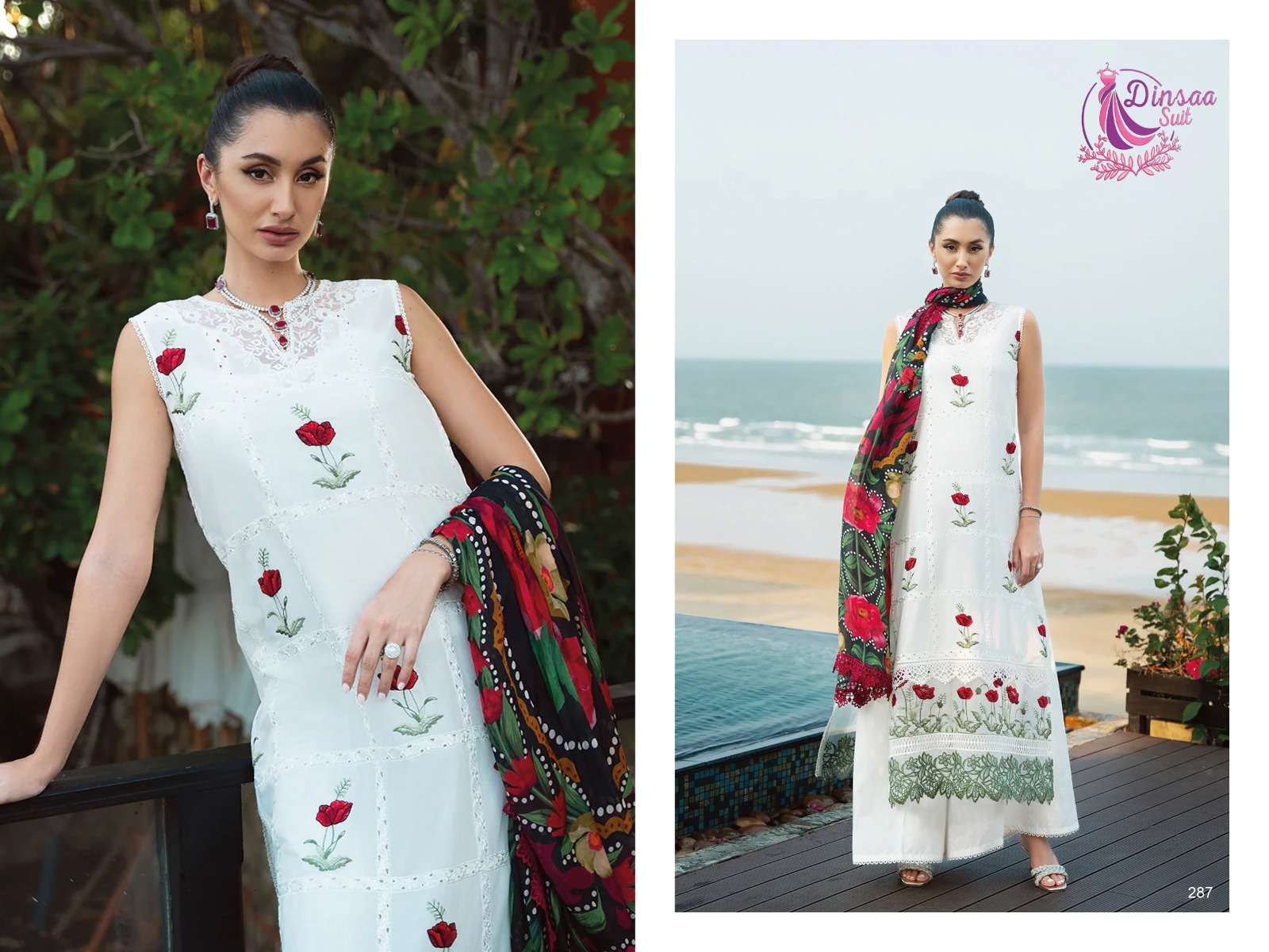 DINSAA SUIT SAIRA RIZWAN VOL 1 COTTON HEAVY EMBROIDERY WORK SUIT