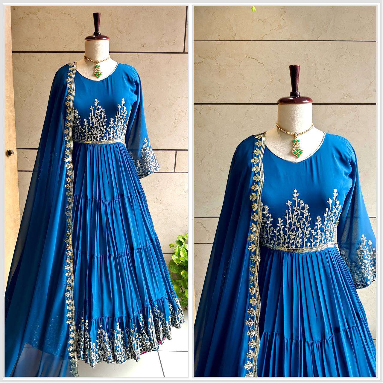 FD 8042 GOWN DUPATTA