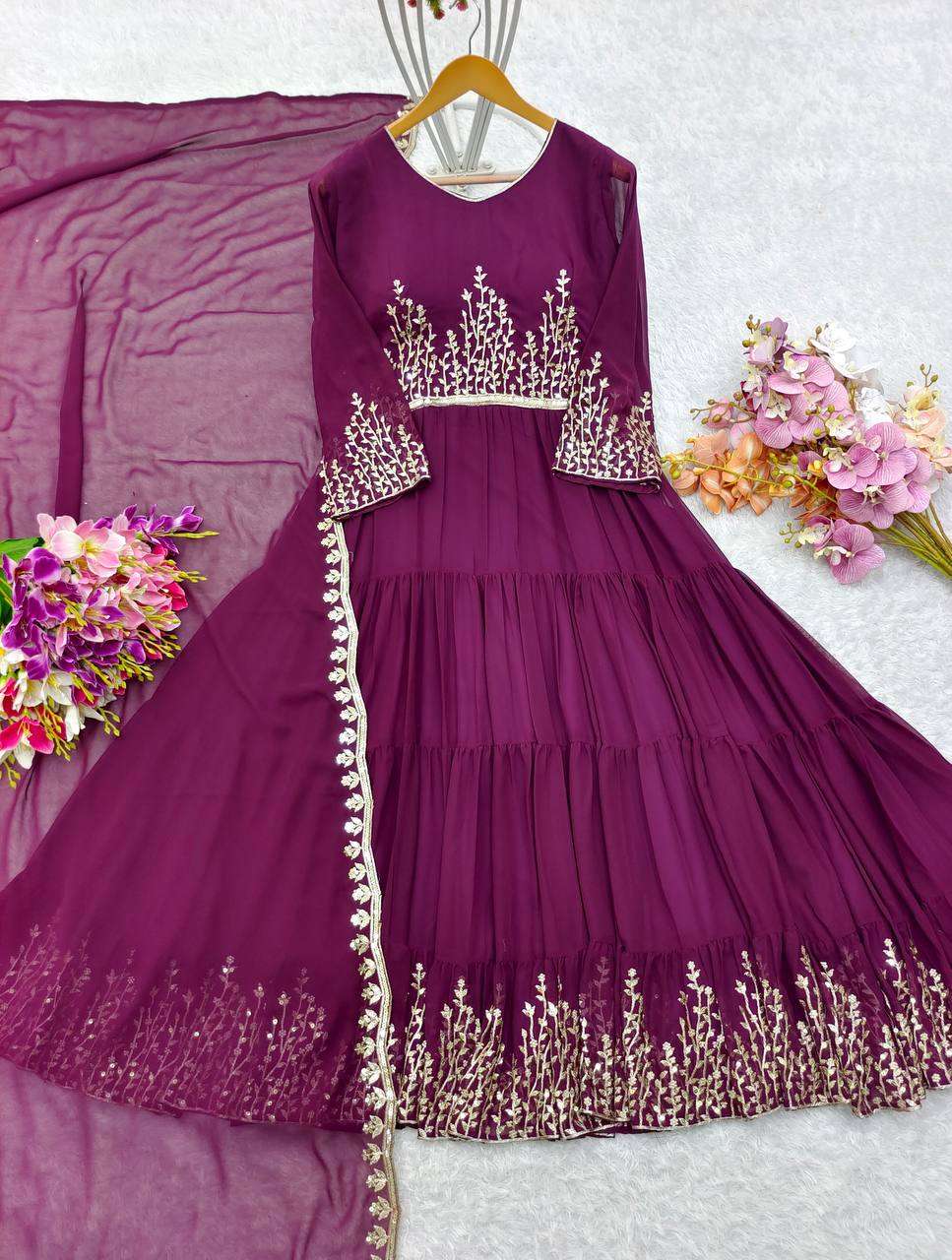 FD 8042 GOWN DUPATTA
