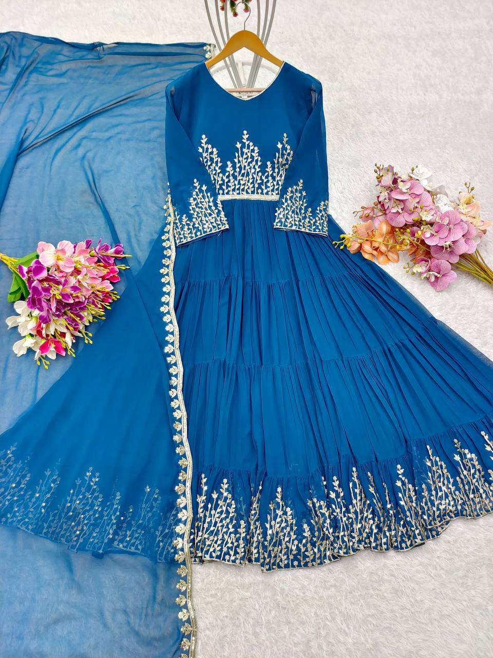 FD 8042 GOWN DUPATTA