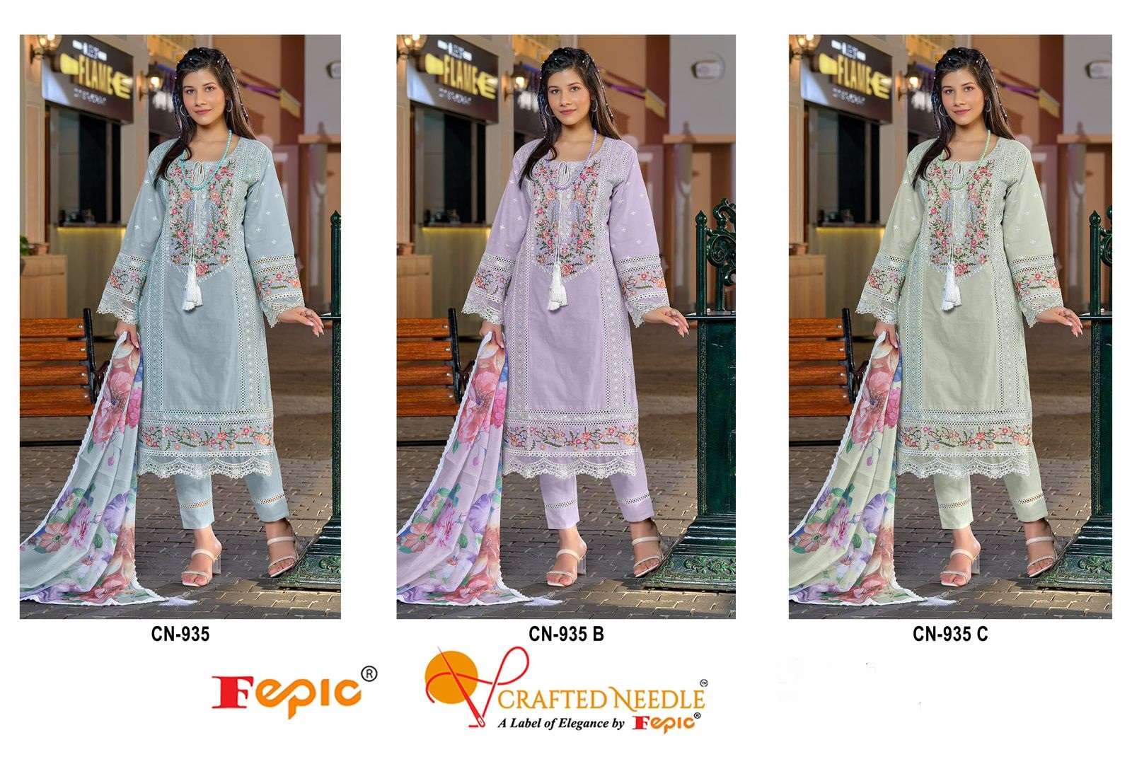 FEPIC CRAFTED NEEDLE CN 935 COTTON HEAVY EMBROIDERED SUIT
