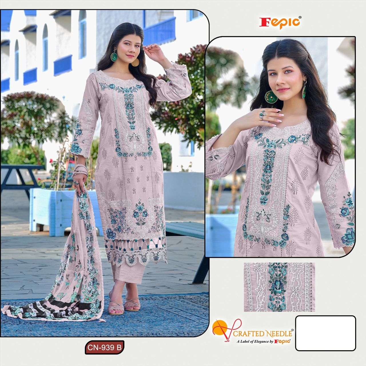 FEPIC CRAFTED NEEDLE CN 939 COTTON HEAVY EMBROIDERED SUIT