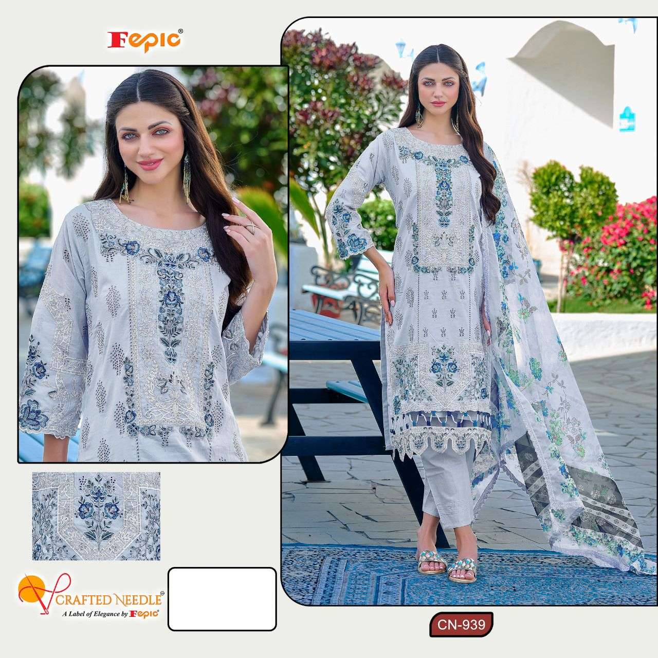 FEPIC CRAFTED NEEDLE CN 939 COTTON HEAVY EMBROIDERED SUIT