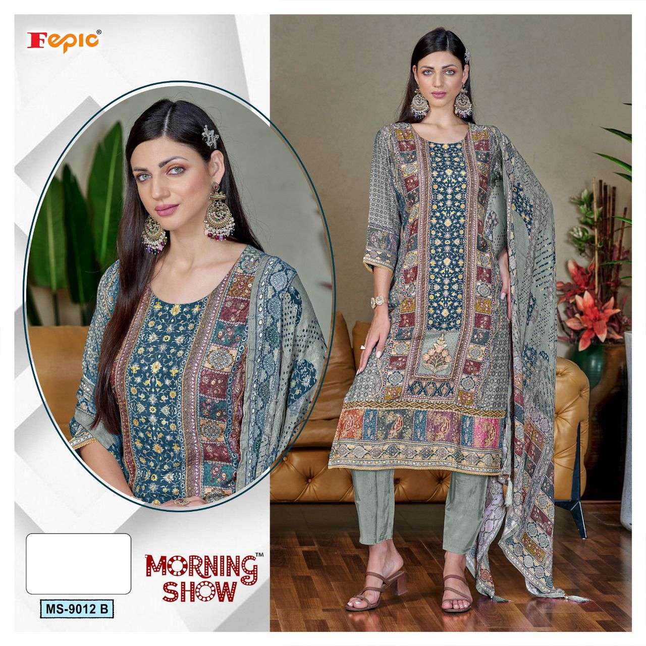 FEPIC MORNING SHOW MS 9012 VISCOSE HAND WORK DESIGNER SUIT