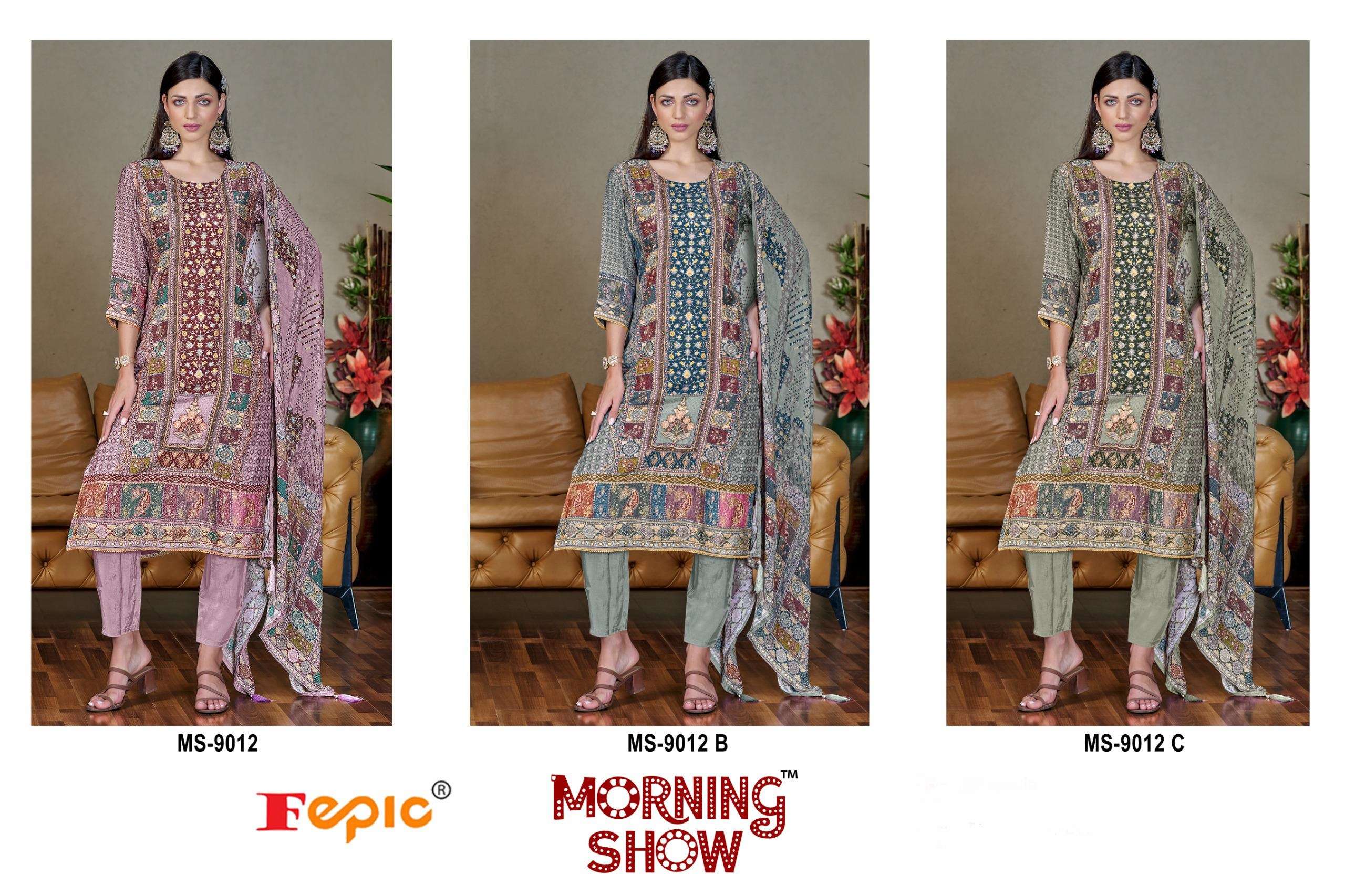 FEPIC MORNING SHOW MS 9012 VISCOSE HAND WORK DESIGNER SUIT