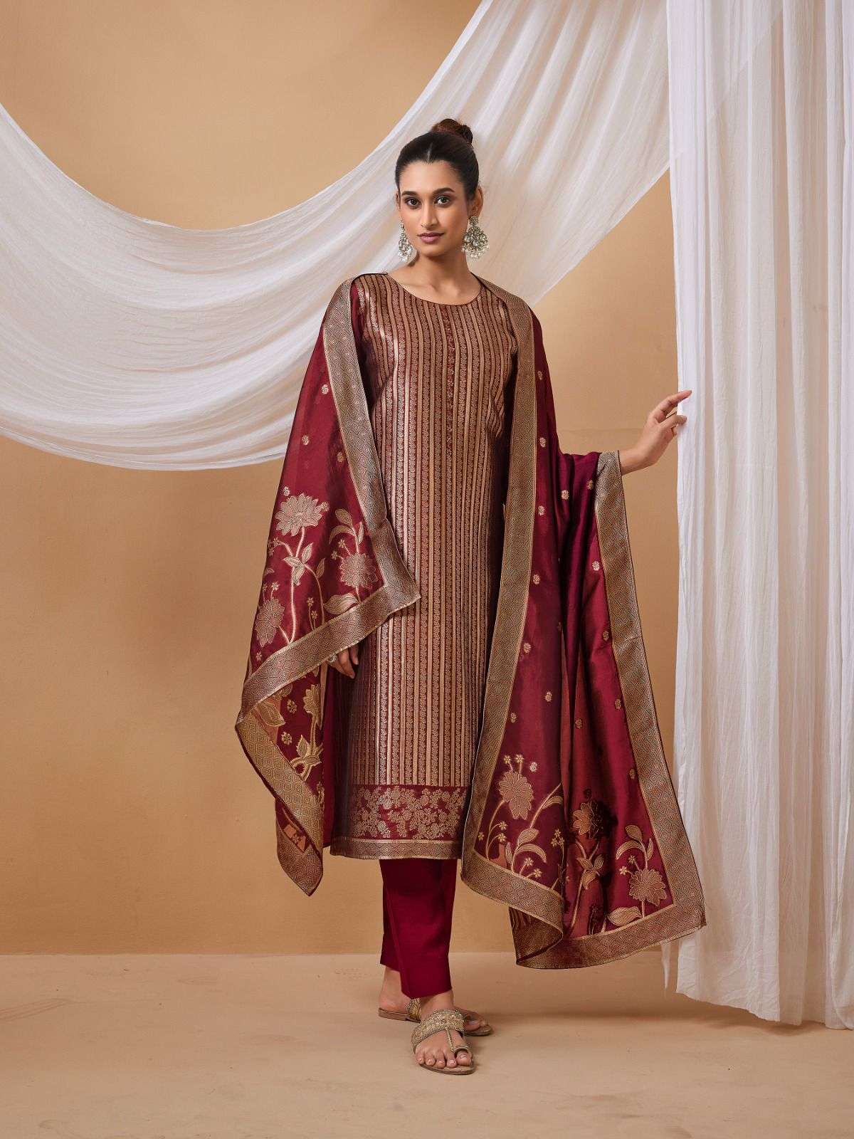 IBIZA AMAYRA SILK JACQUARD HAND WORK DESIGNER SUIT