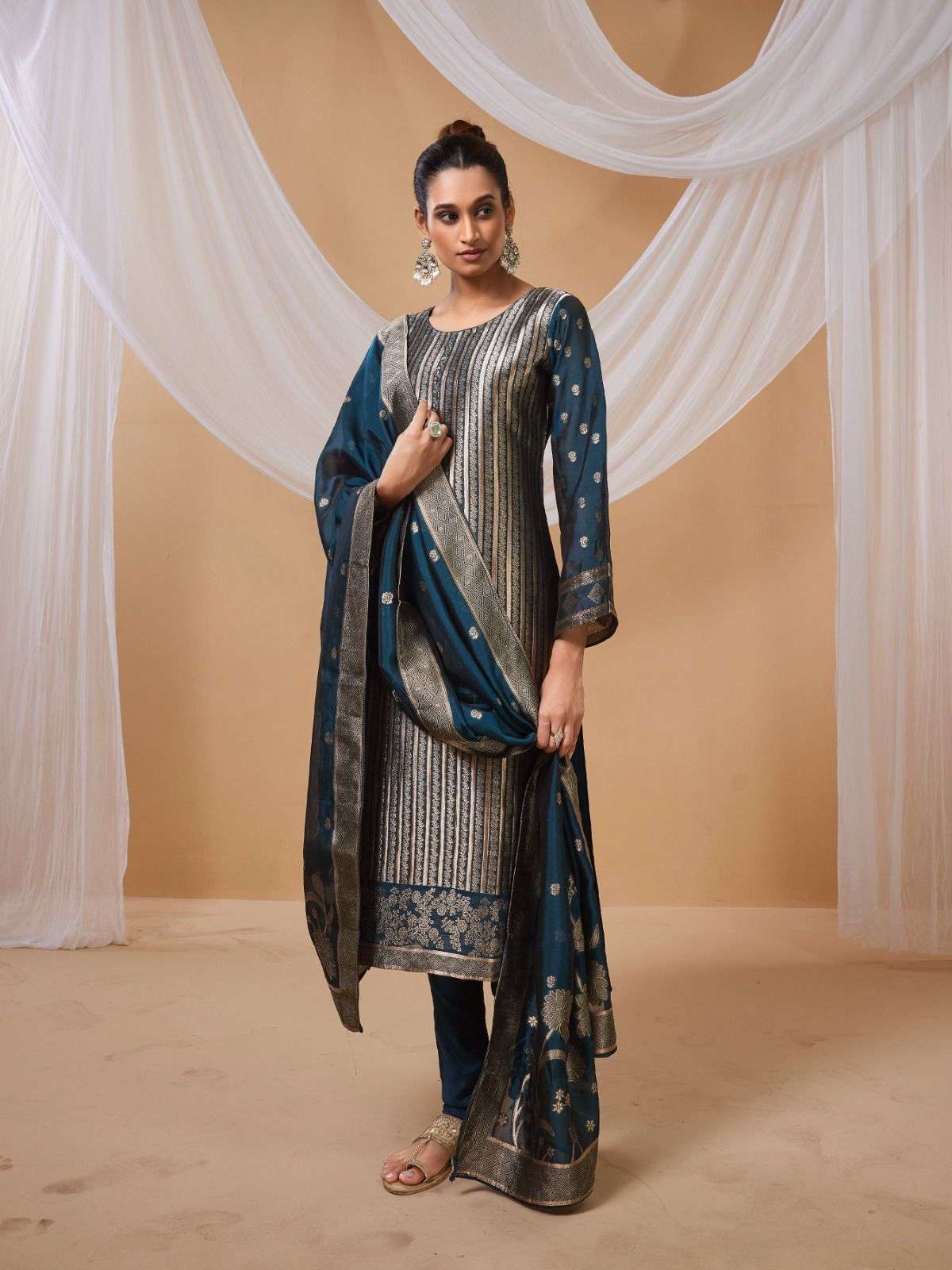 IBIZA AMAYRA SILK JACQUARD HAND WORK DESIGNER SUIT