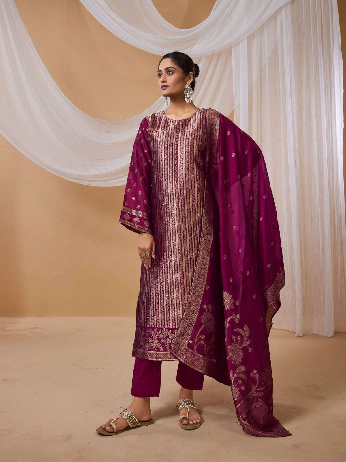 IBIZA AMAYRA SILK JACQUARD HAND WORK DESIGNER SUIT