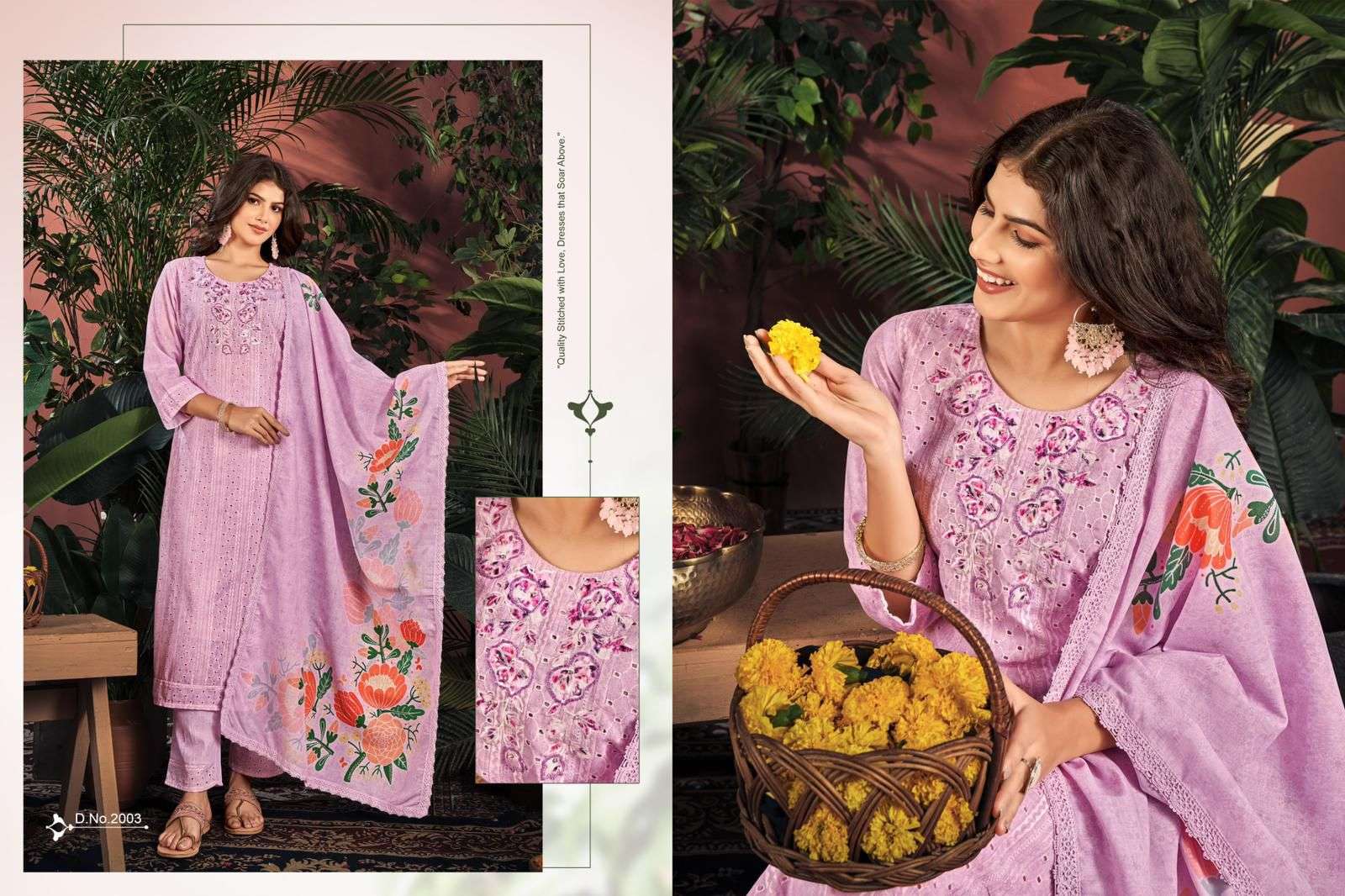 ISAVASYAM CORPORATION COTTON CHIKAN APPLIQUE COTTON DESIGNER SUIT