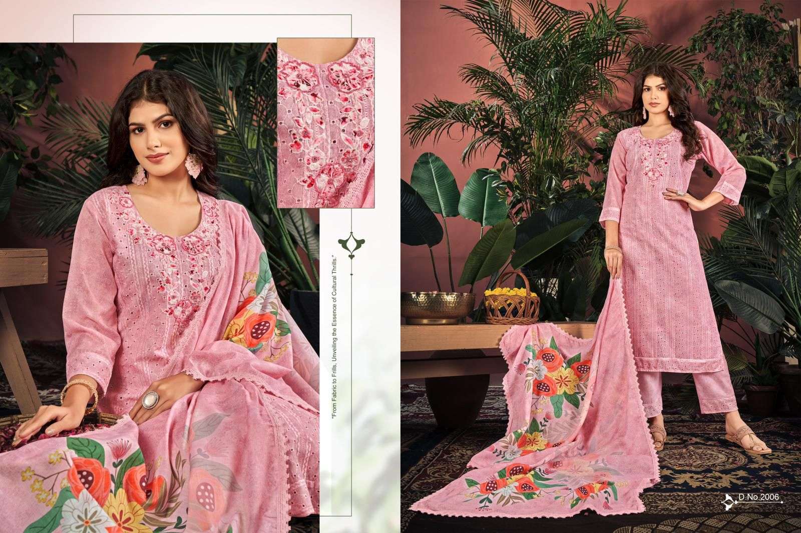 ISAVASYAM CORPORATION COTTON CHIKAN APPLIQUE COTTON DESIGNER SUIT