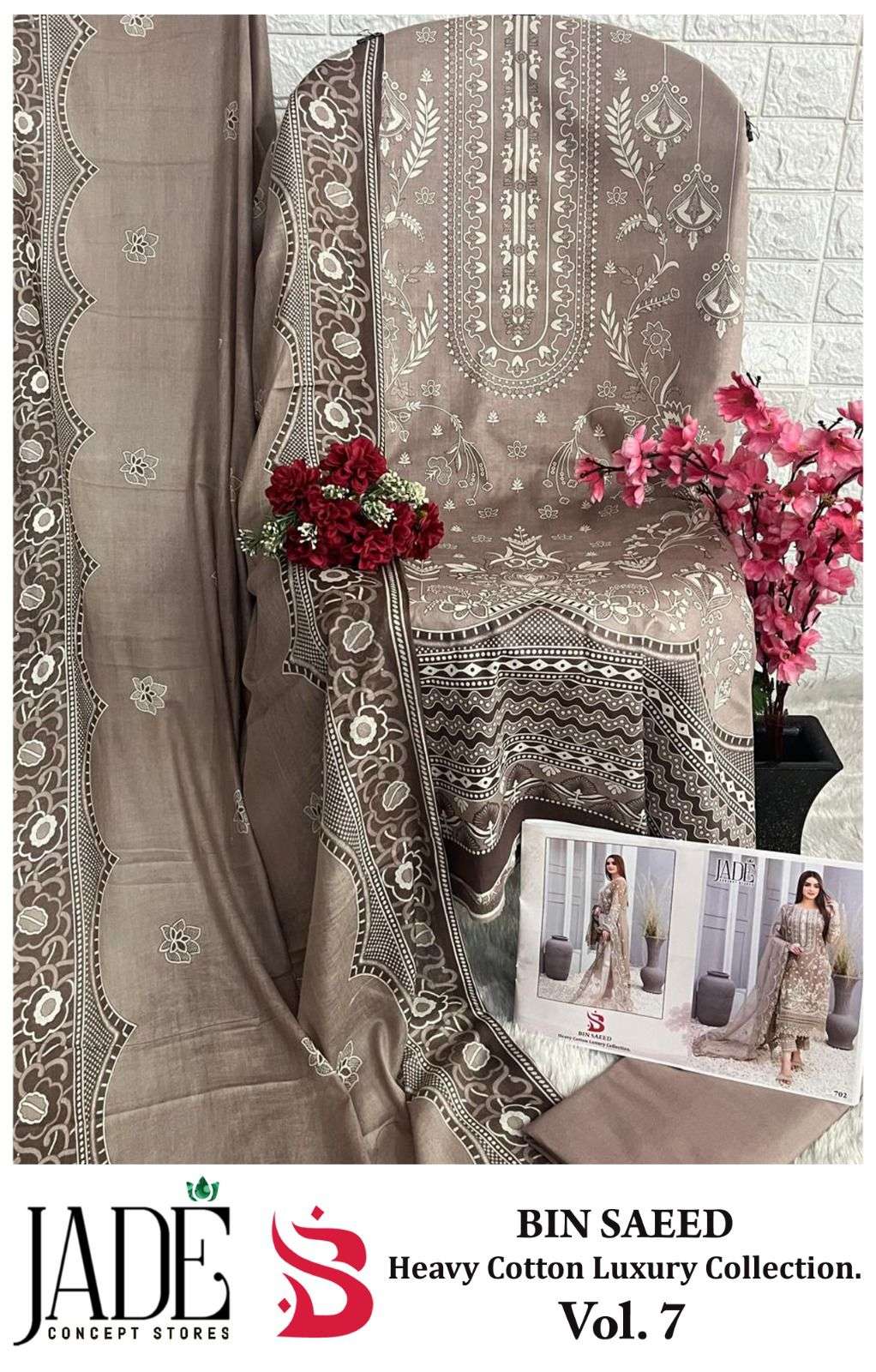 JADE BIN SAEED HEAVY COTTON LUXURY COLLECTION VOL 7 DIGITAL PRINT SUIT