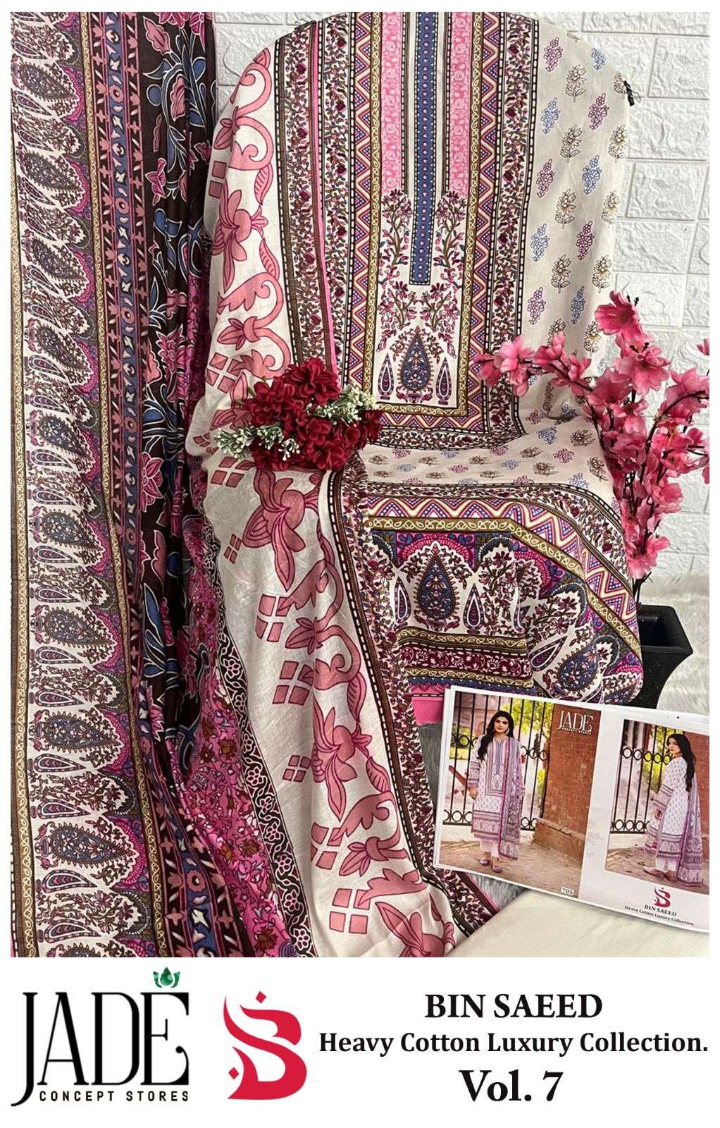 JADE BIN SAEED HEAVY COTTON LUXURY COLLECTION VOL 7 DIGITAL PRINT SUIT