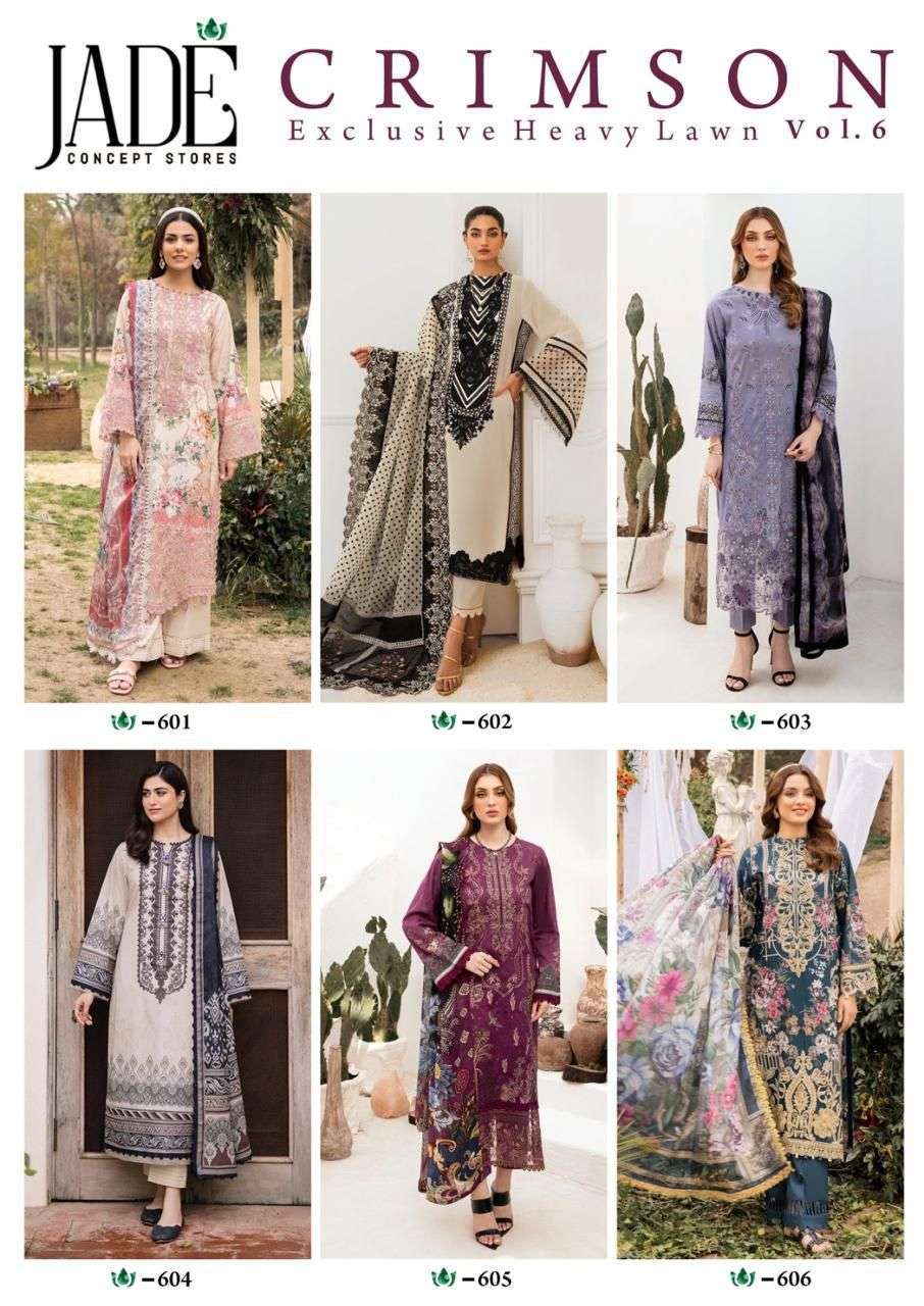 JADE CRIMSON EXCLUSIVE HEAVY LAWN COLLECTION VOL 6 COTTON SUIT