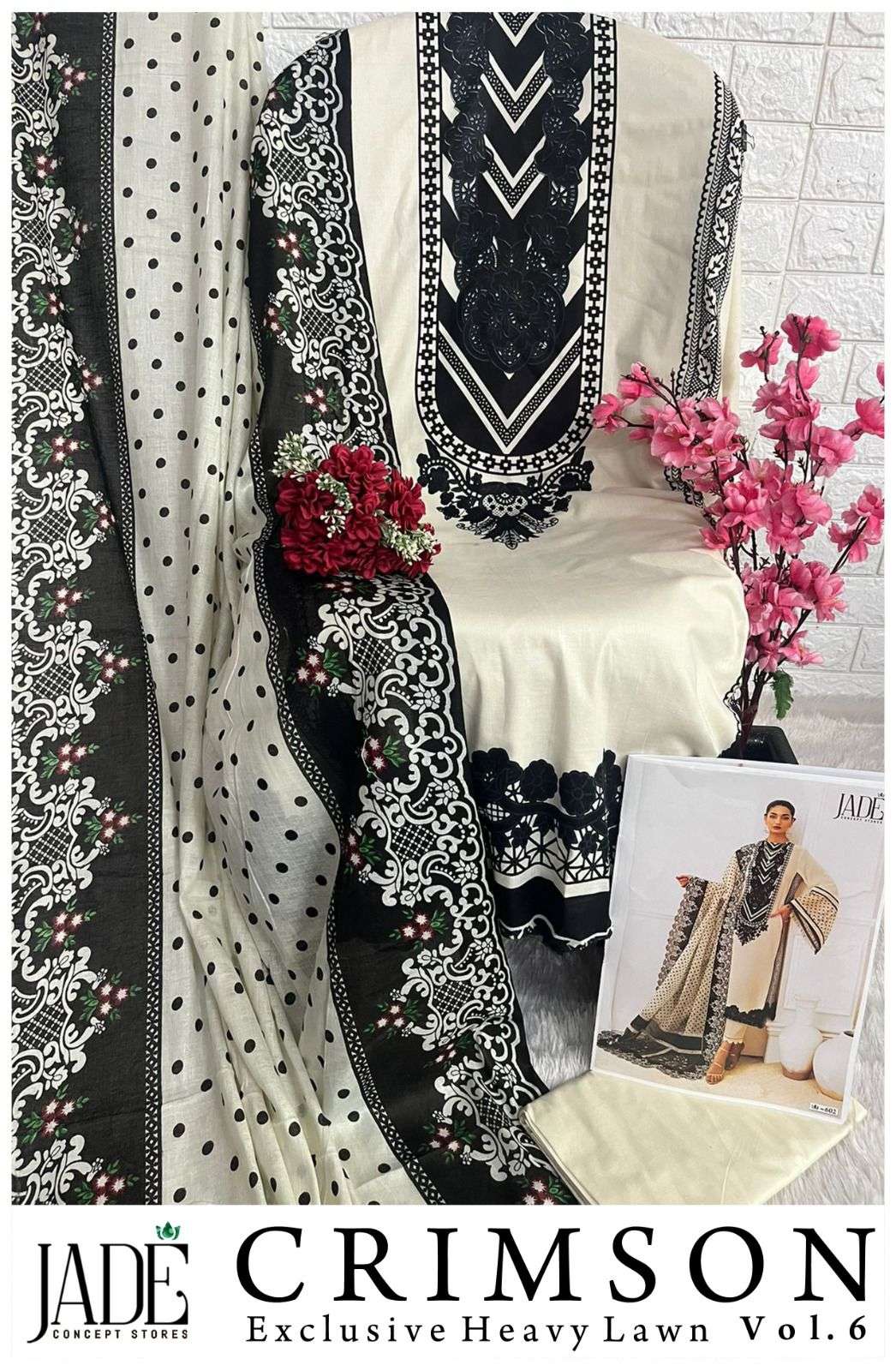 JADE CRIMSON EXCLUSIVE HEAVY LAWN COLLECTION VOL 6 COTTON SUIT